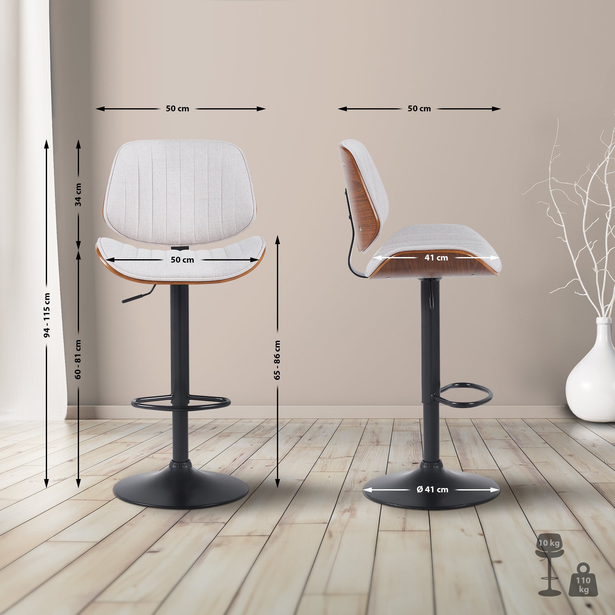 2er Set Barhocker Clawson Stoff