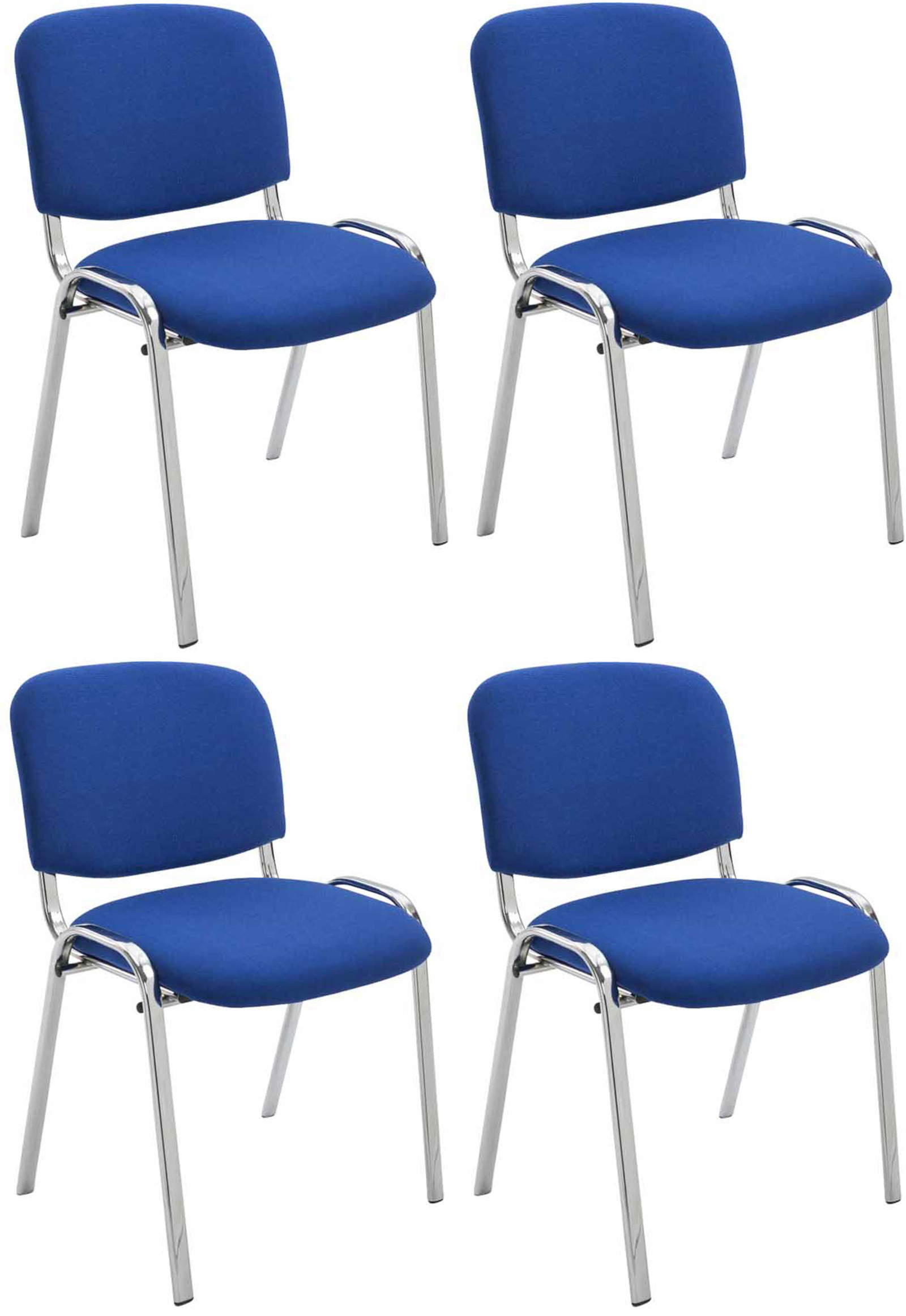 4er Set Stühle Ken Chrom Stoff blau