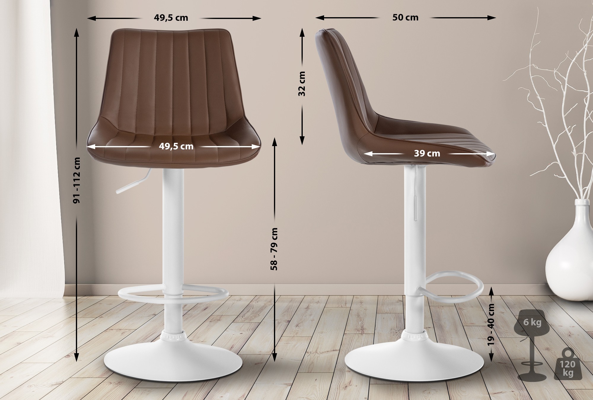 2er Set Barhocker Toni Kunstleder