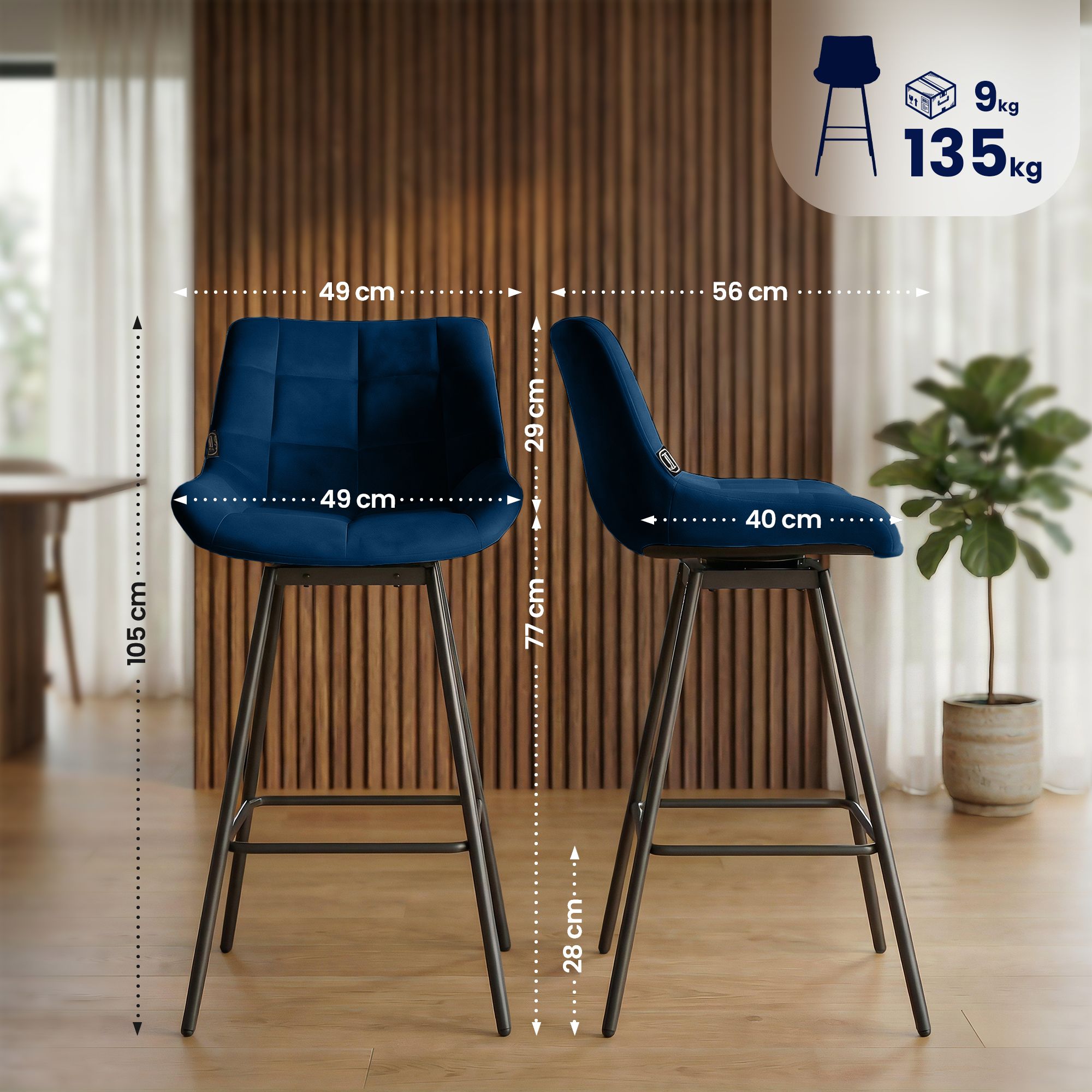 4er Set Barhocker Weston schwenkbar