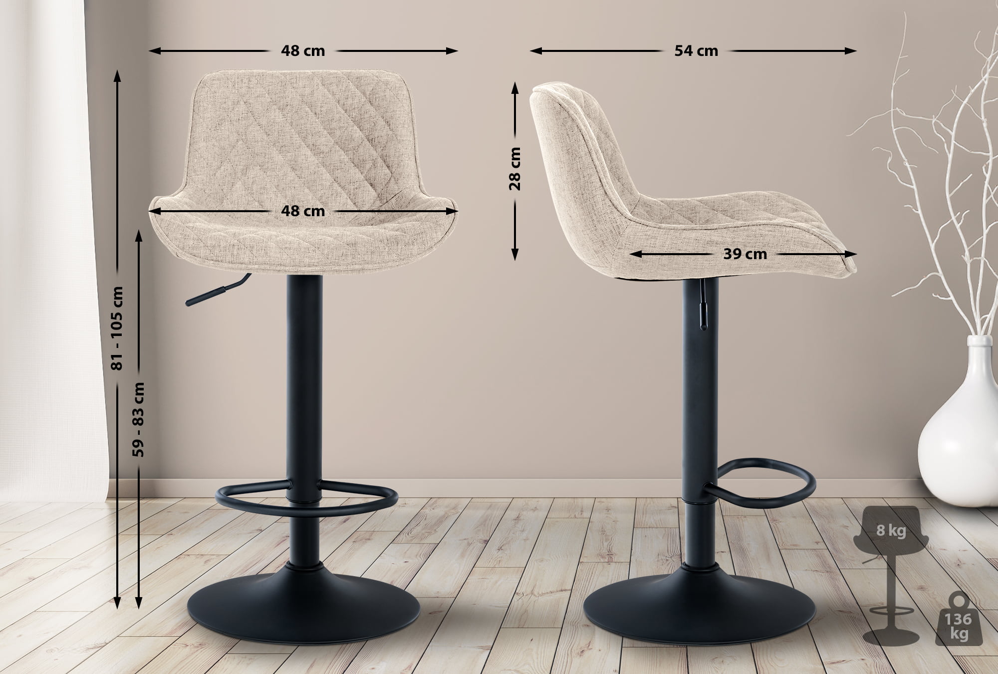 2er Set Barhocker Minosa