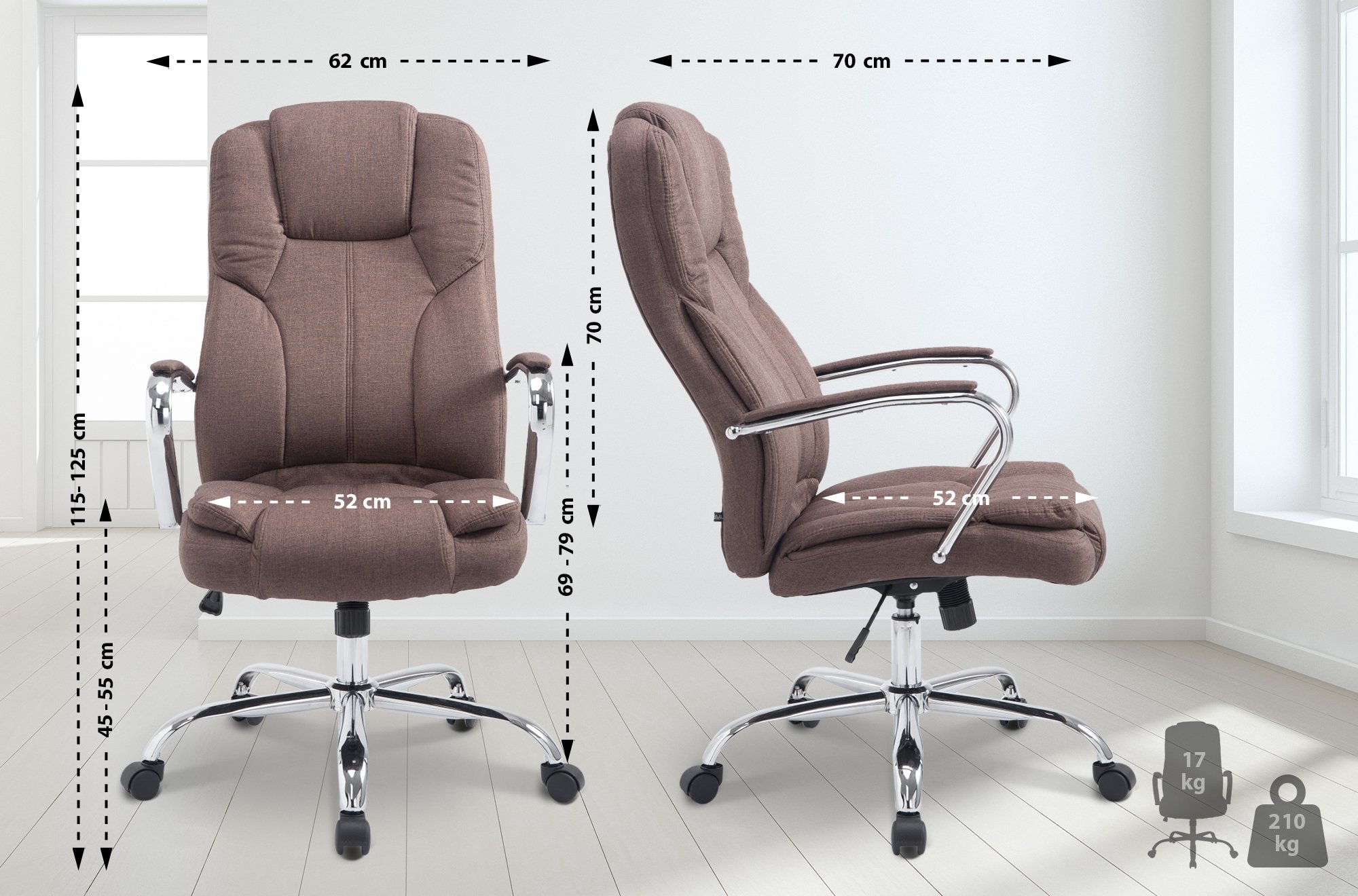 Bürostuhl XXL Xanthos Stoff