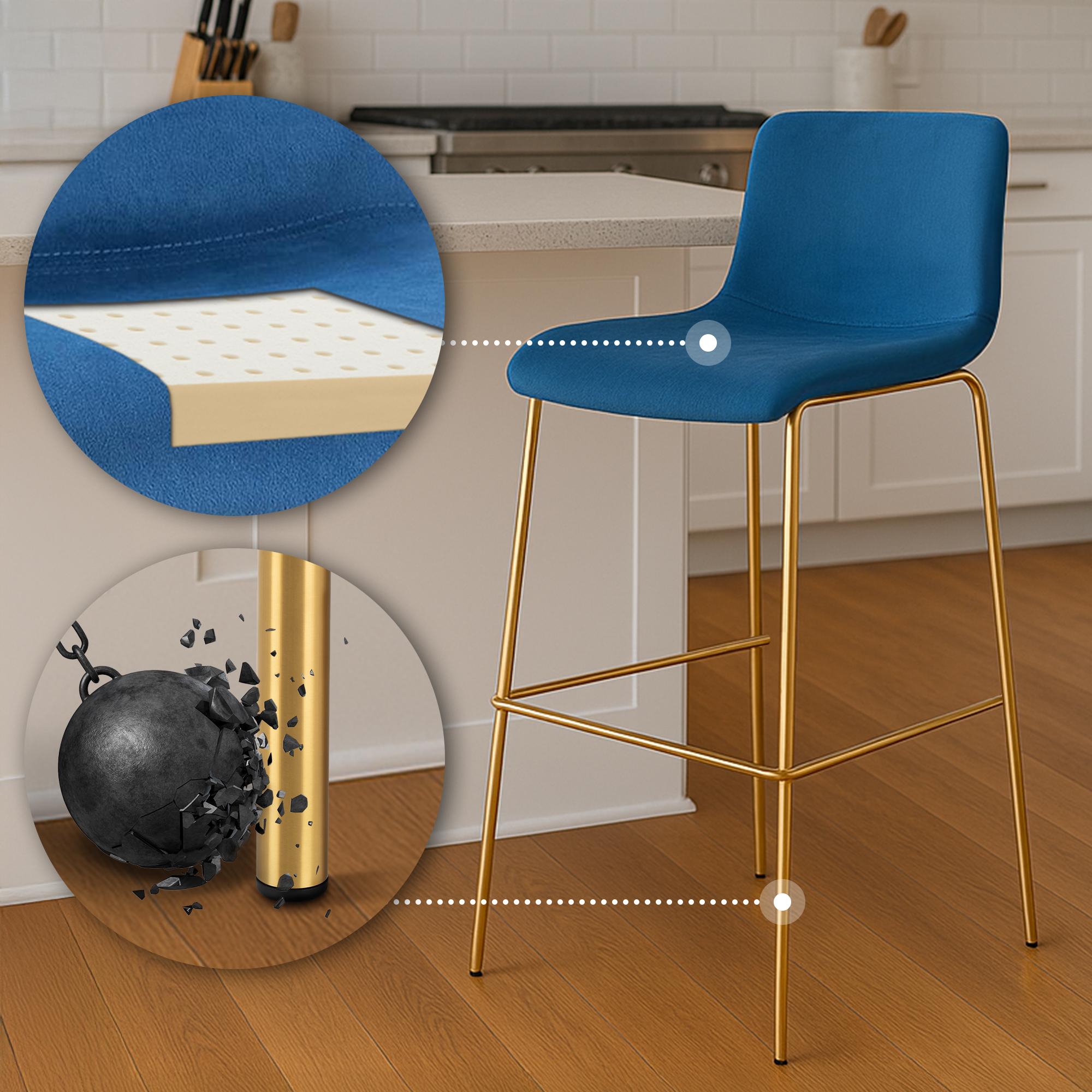 Barhocker Hoover Samt Vierfußgestell Gold