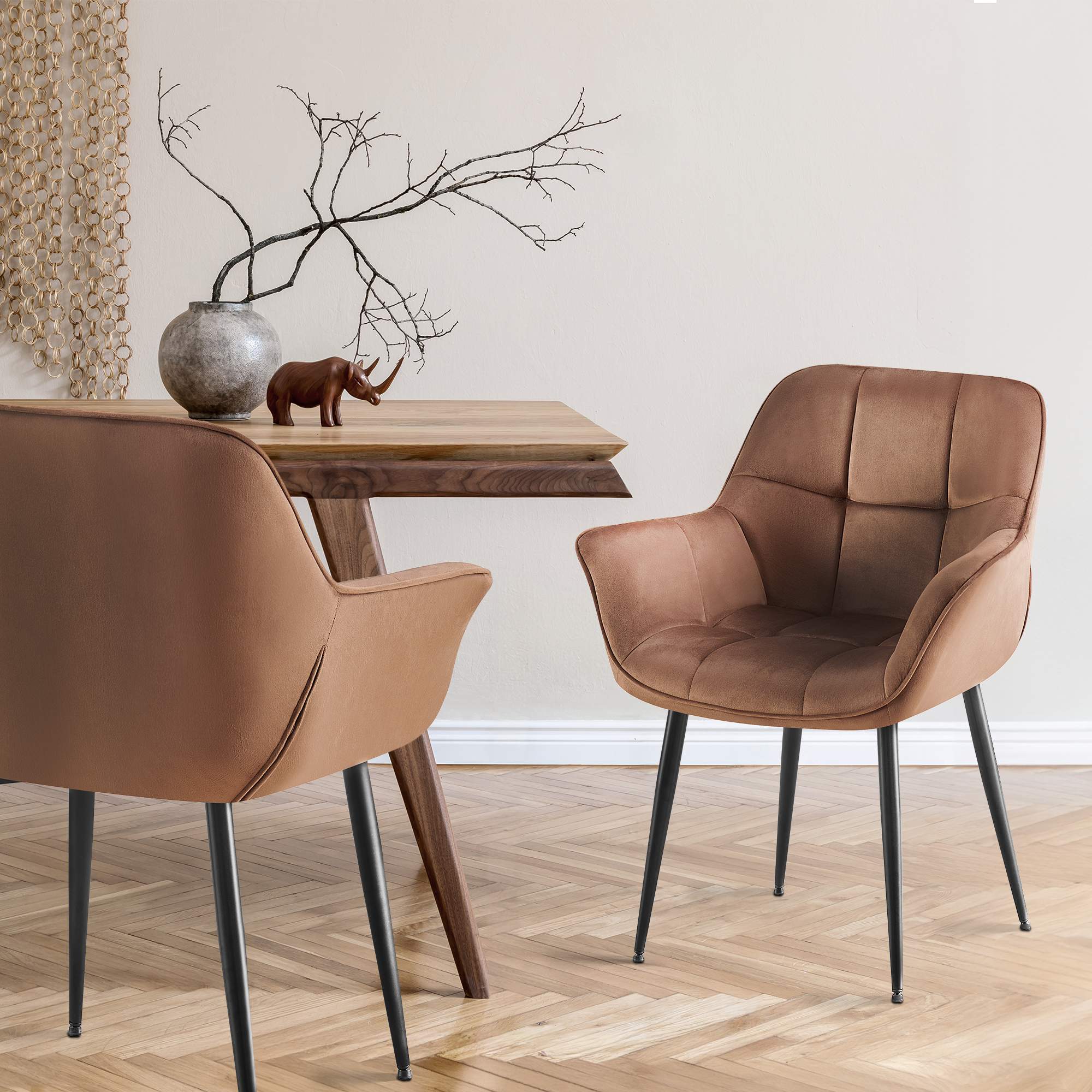 2er Set Esszimmerstuhl Roseville Samt