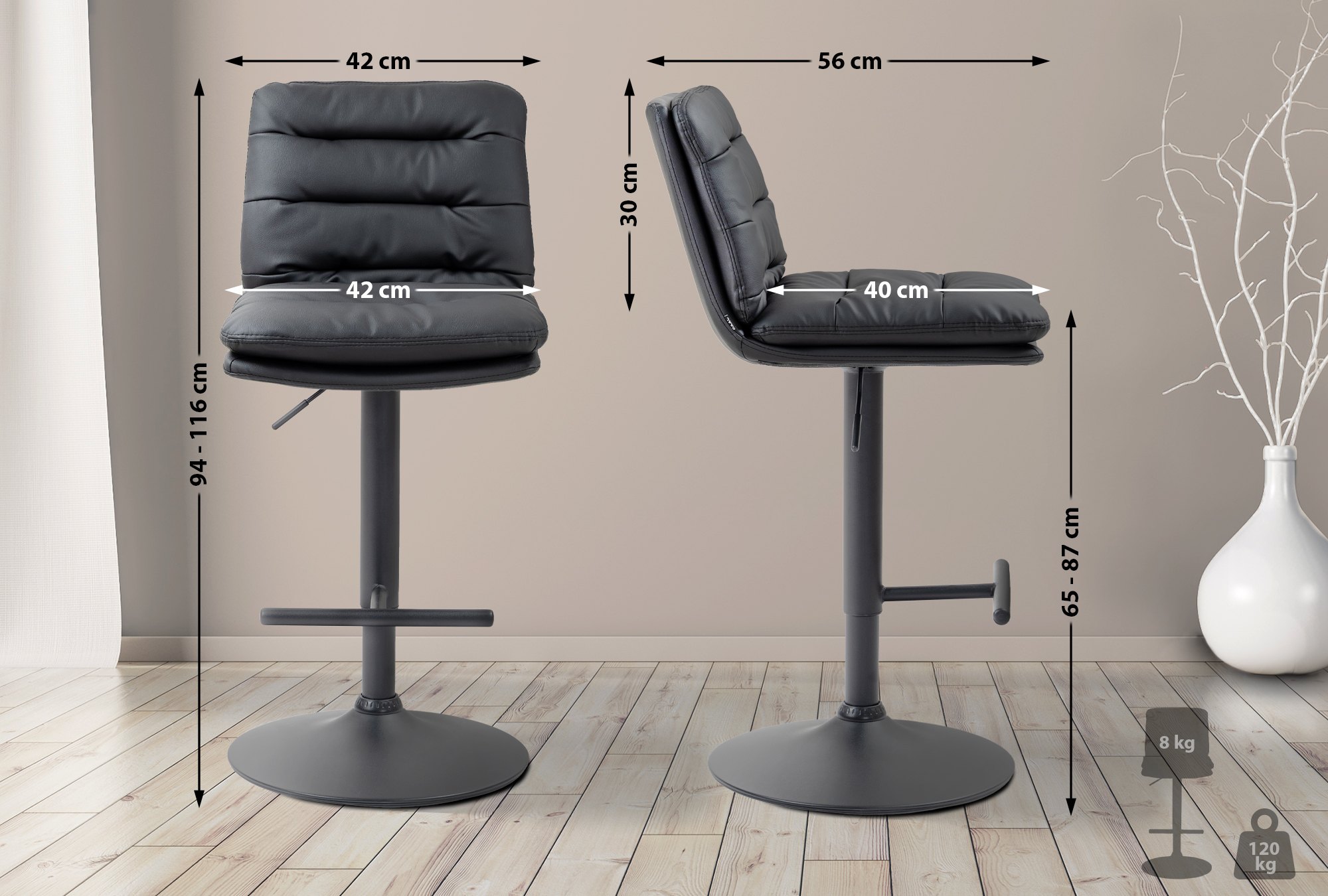 2er Set Barhocker Damar Kunstleder