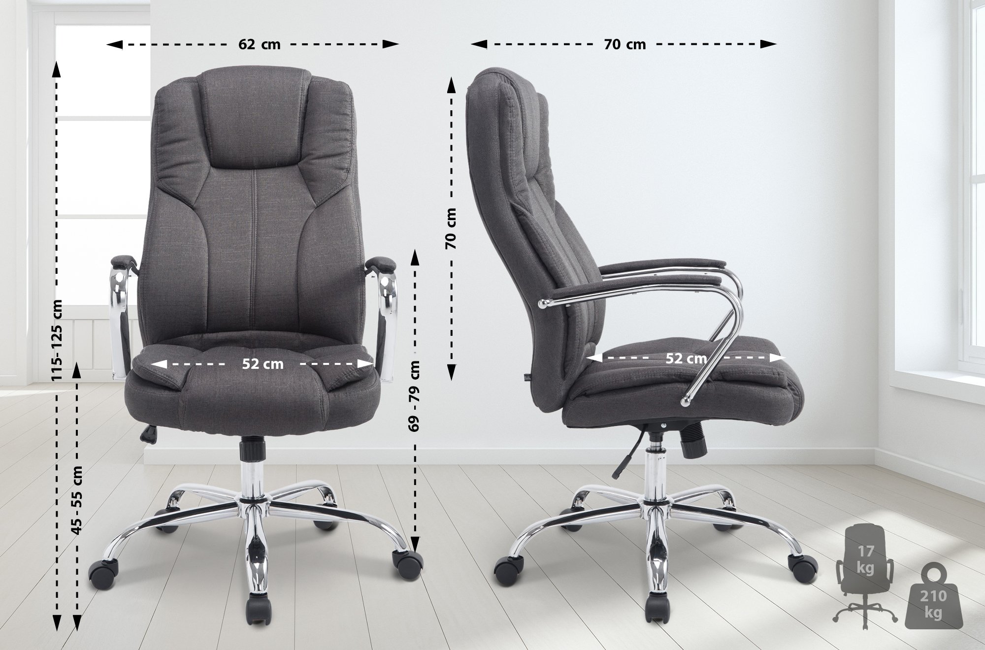 Bürostuhl XXL Xanthos Stoff