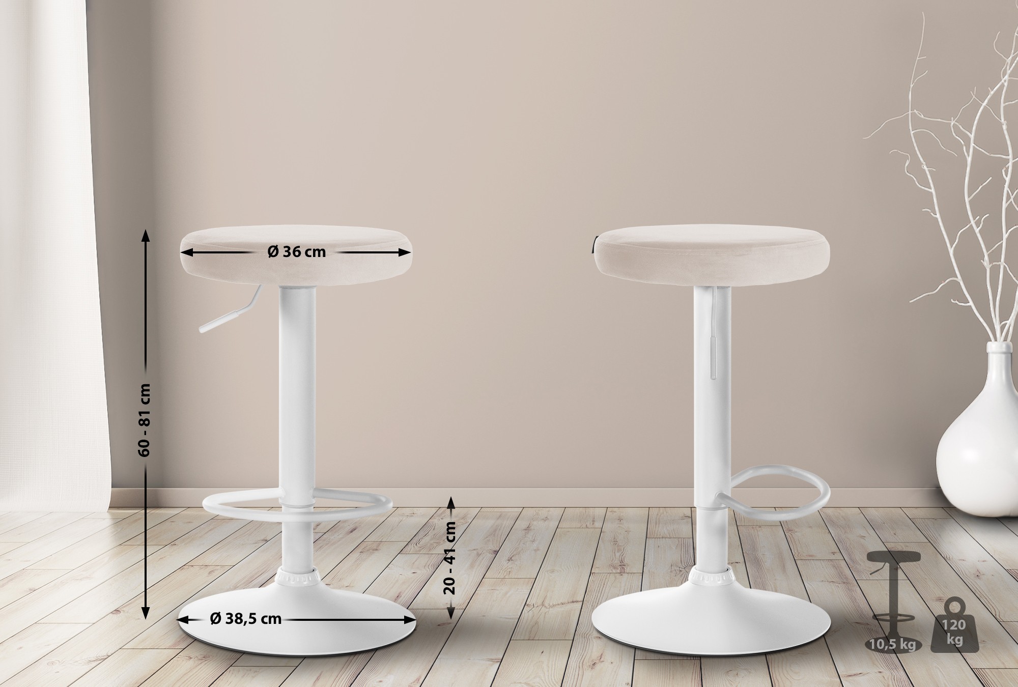 2er Set Barhocker Ponte Samt