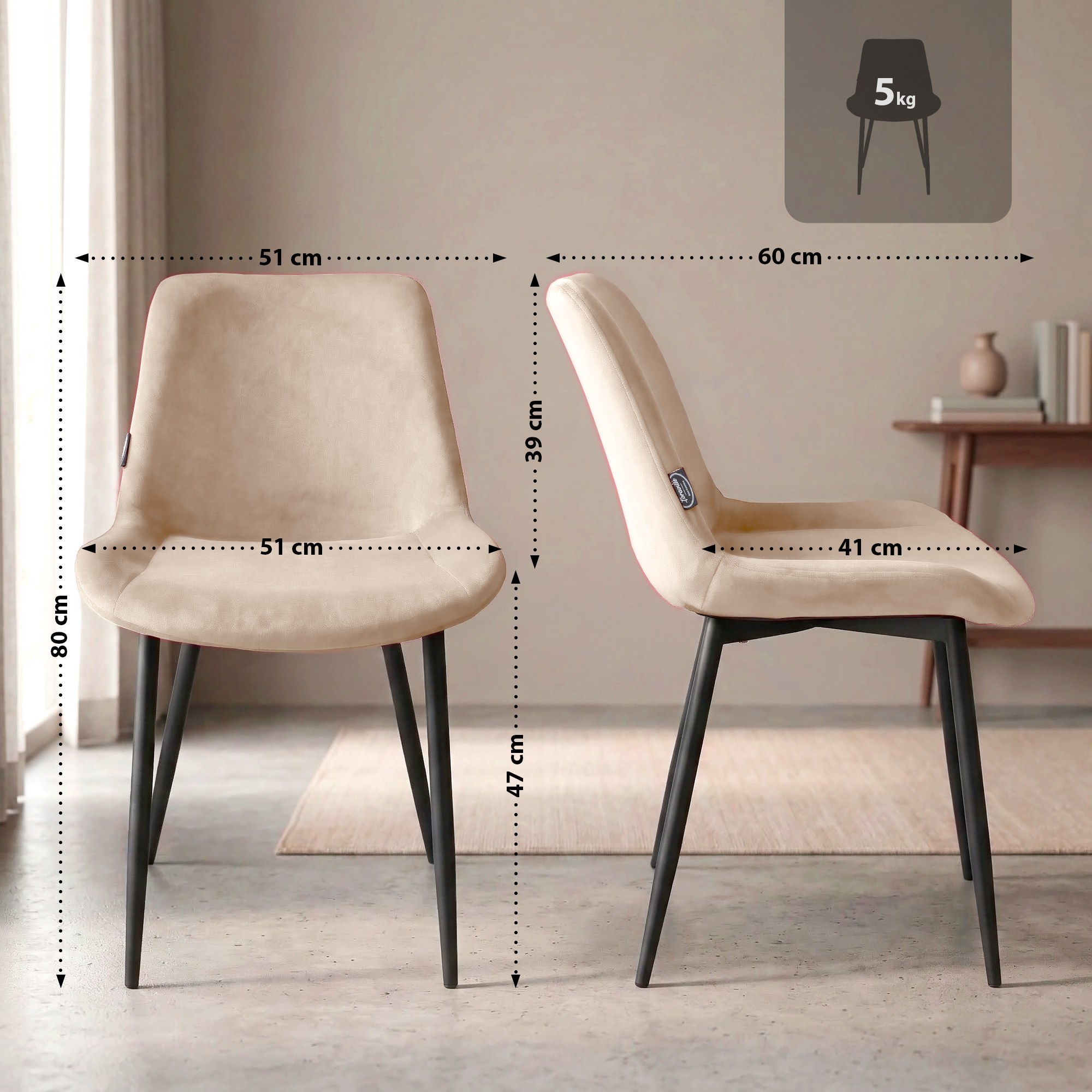 2er Set Esszimmerstühle Victoria Samt