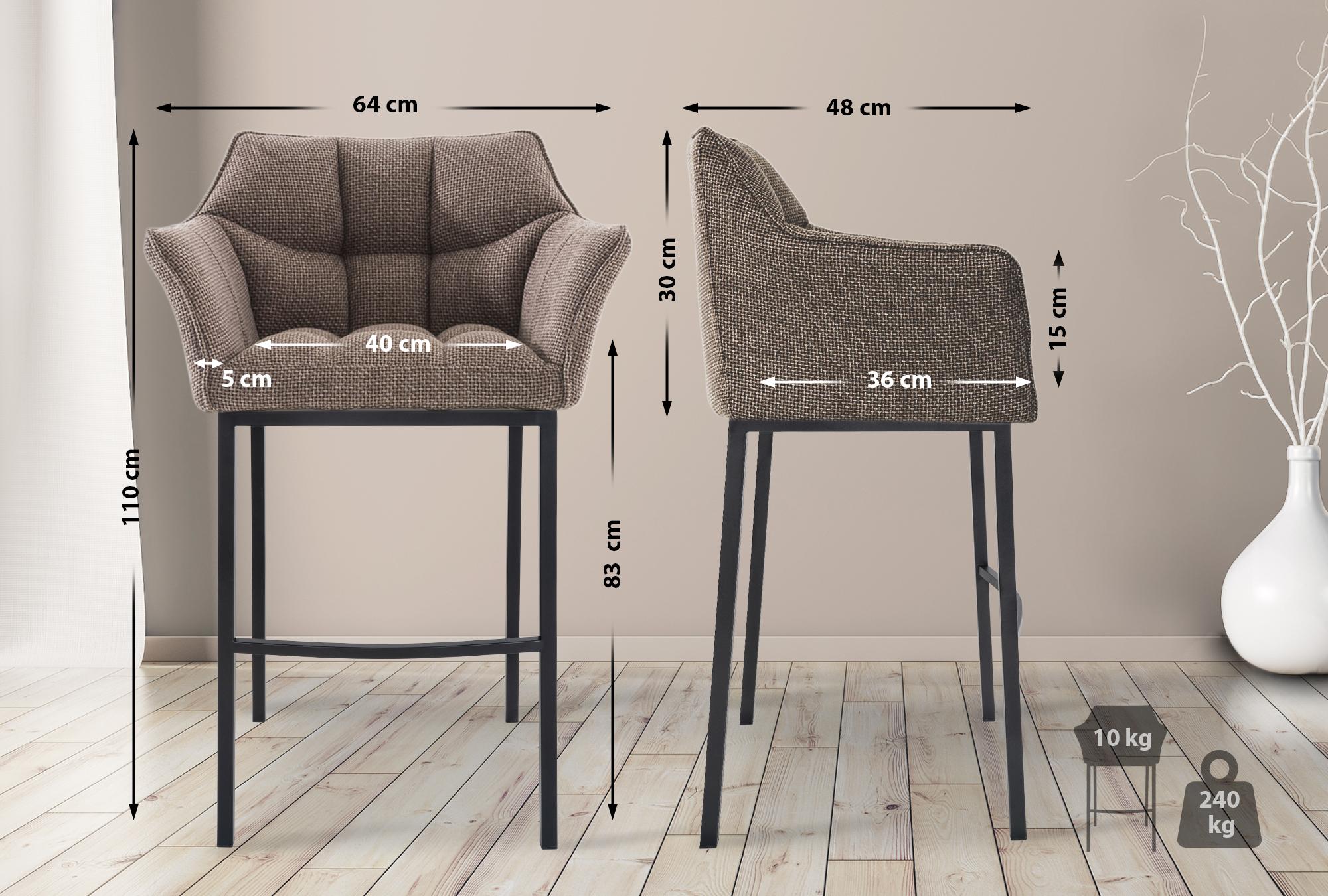 2er Set Barhocker Damaso Stoff mit Vierfußgestellen