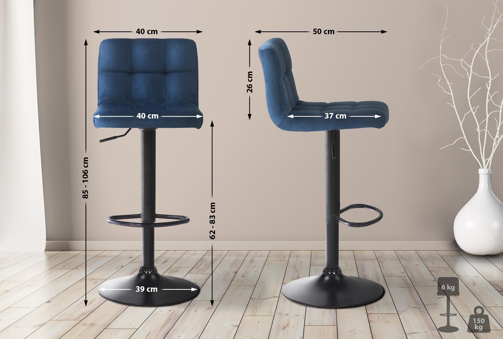 2er Set Barhocker Feni Samt