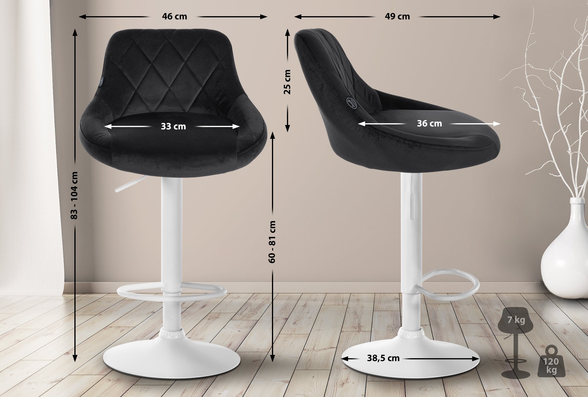 2er Set Barhocker Lazio Samt
