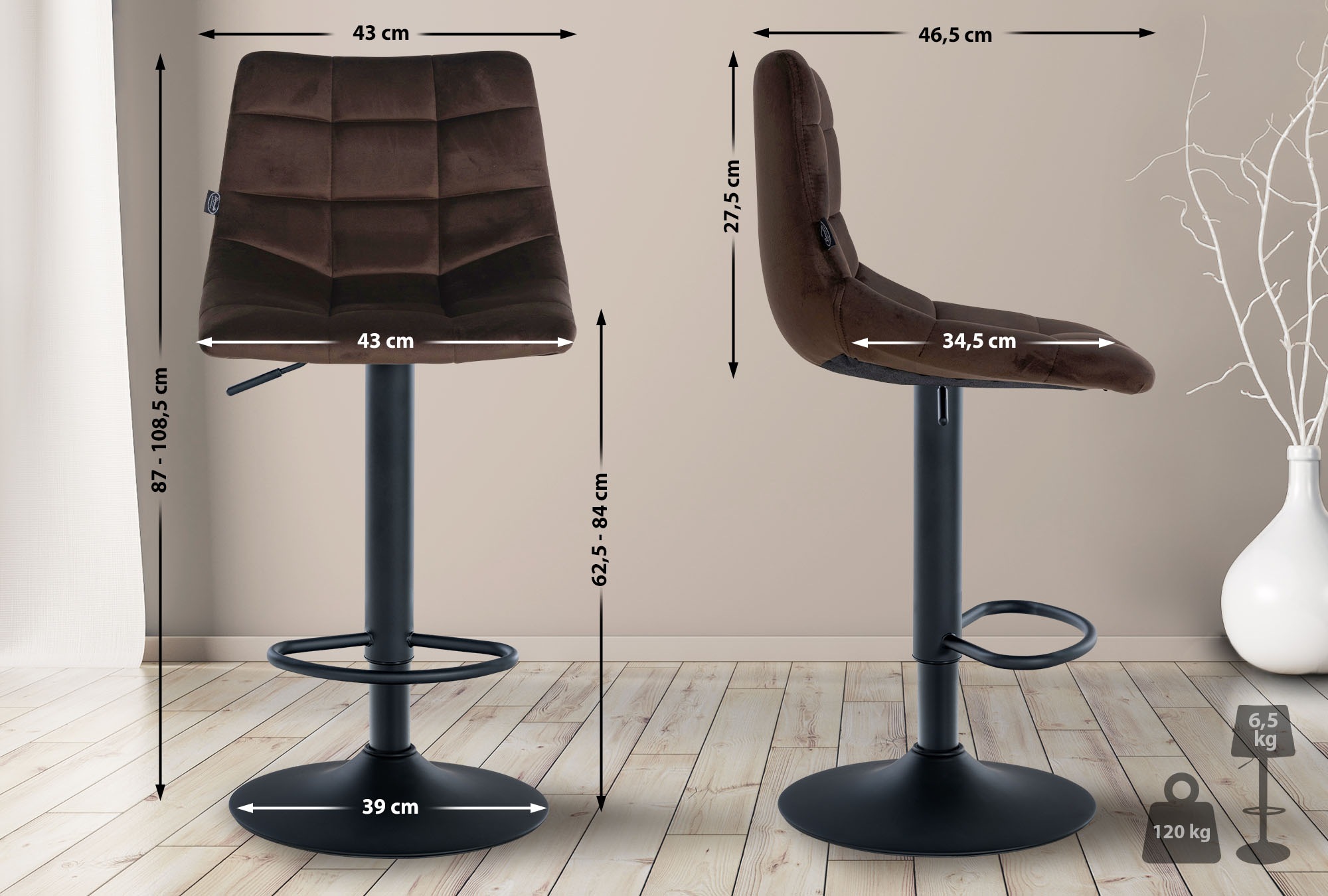 2er Set Barhocker Jerry Samt