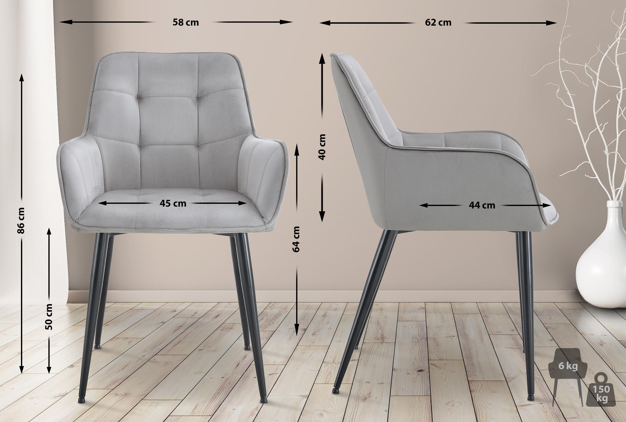 2er Set Esszimmerstuhl Ferndale Samt