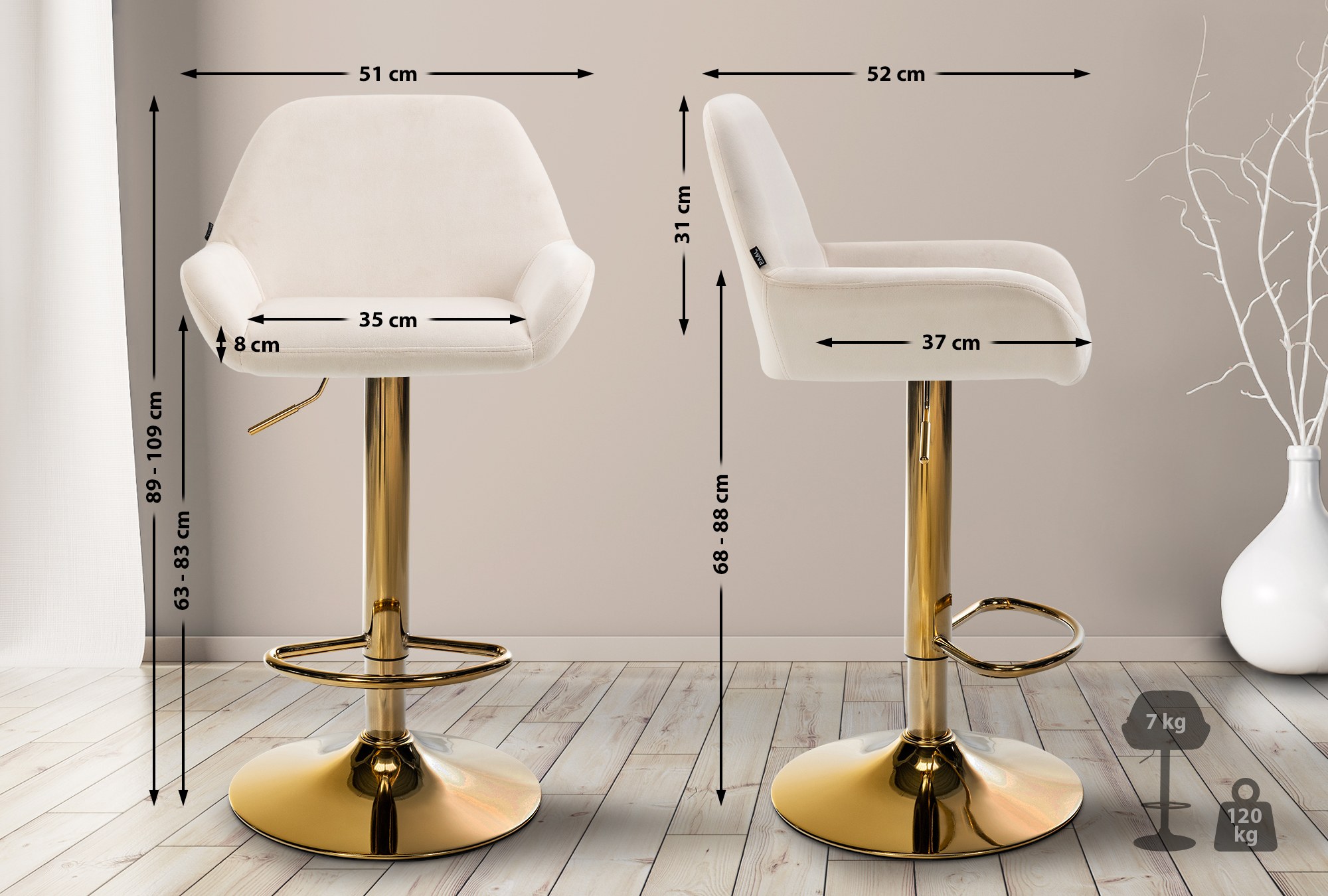 Barhocker Braga Gold Samt