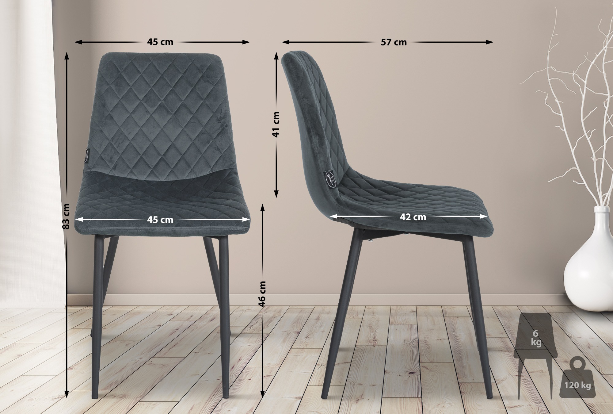 4er Set Stühle Telde Samt