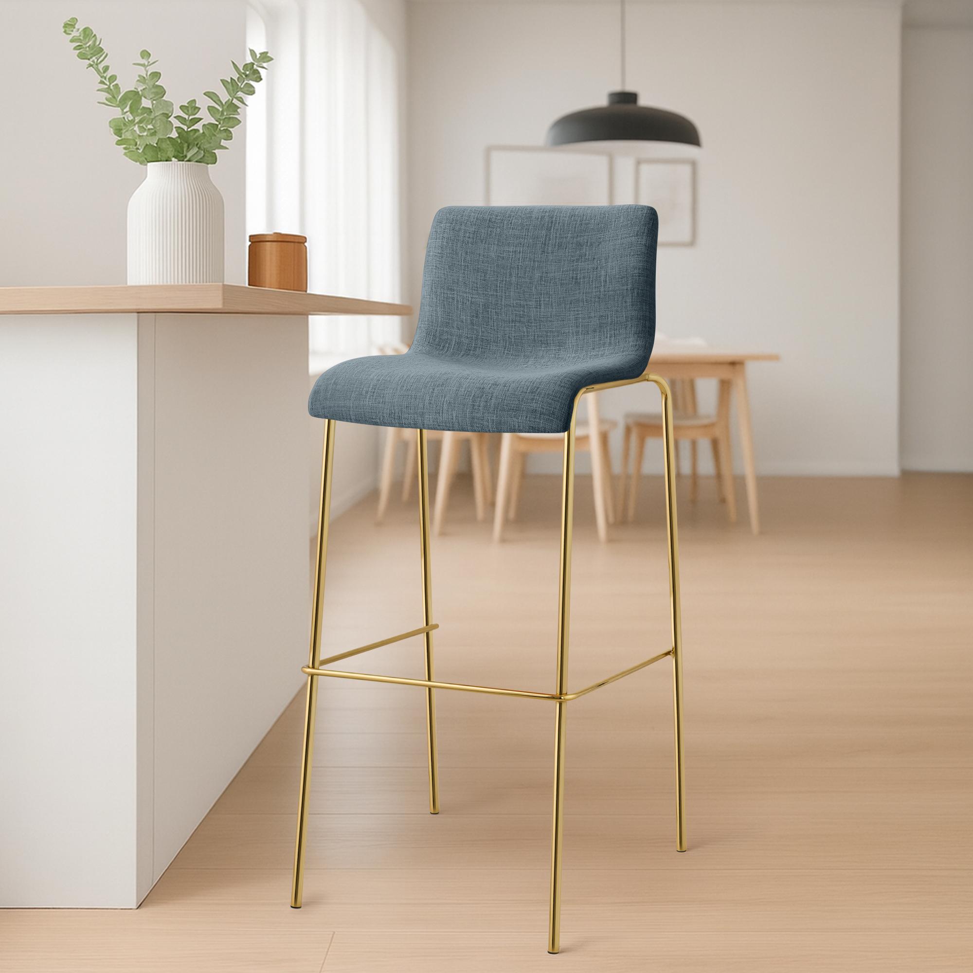 Barhocker Hover Stoff Vierfußgestell Gold