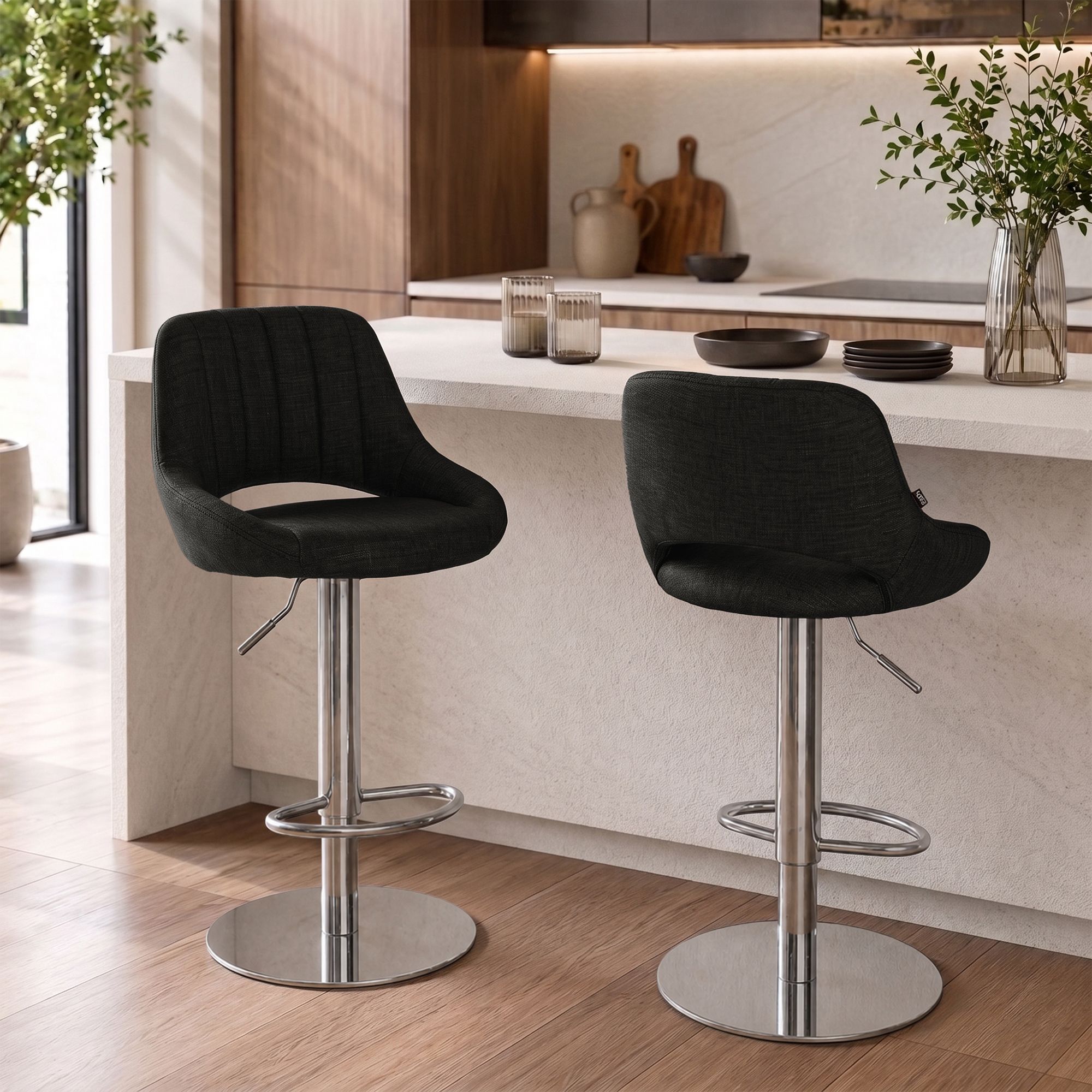 2er Set Barhocker Milet Chrom mit extra schweren Standfüßen