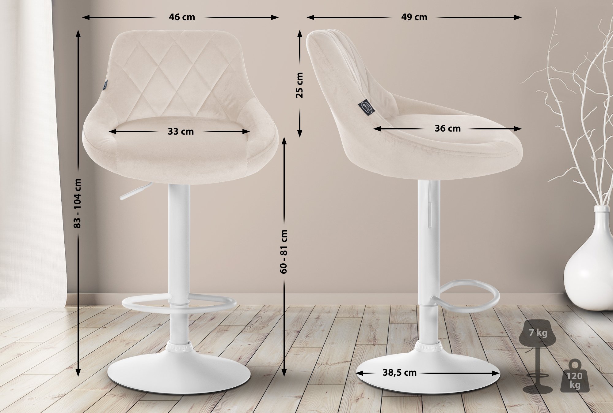 2er Set Barhocker Lazio Samt