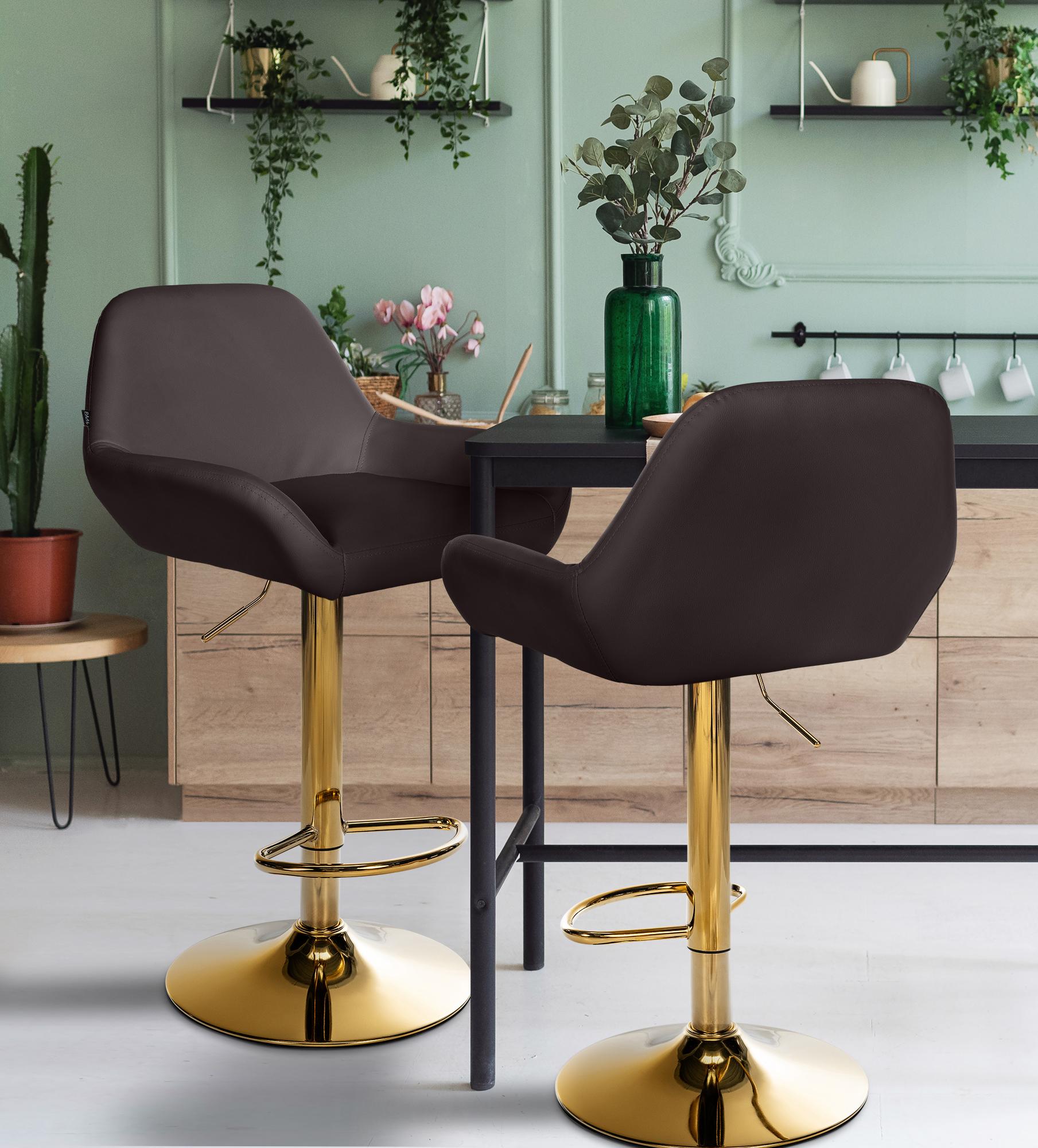2er Set Barhocker Braga Gold Kunstleder