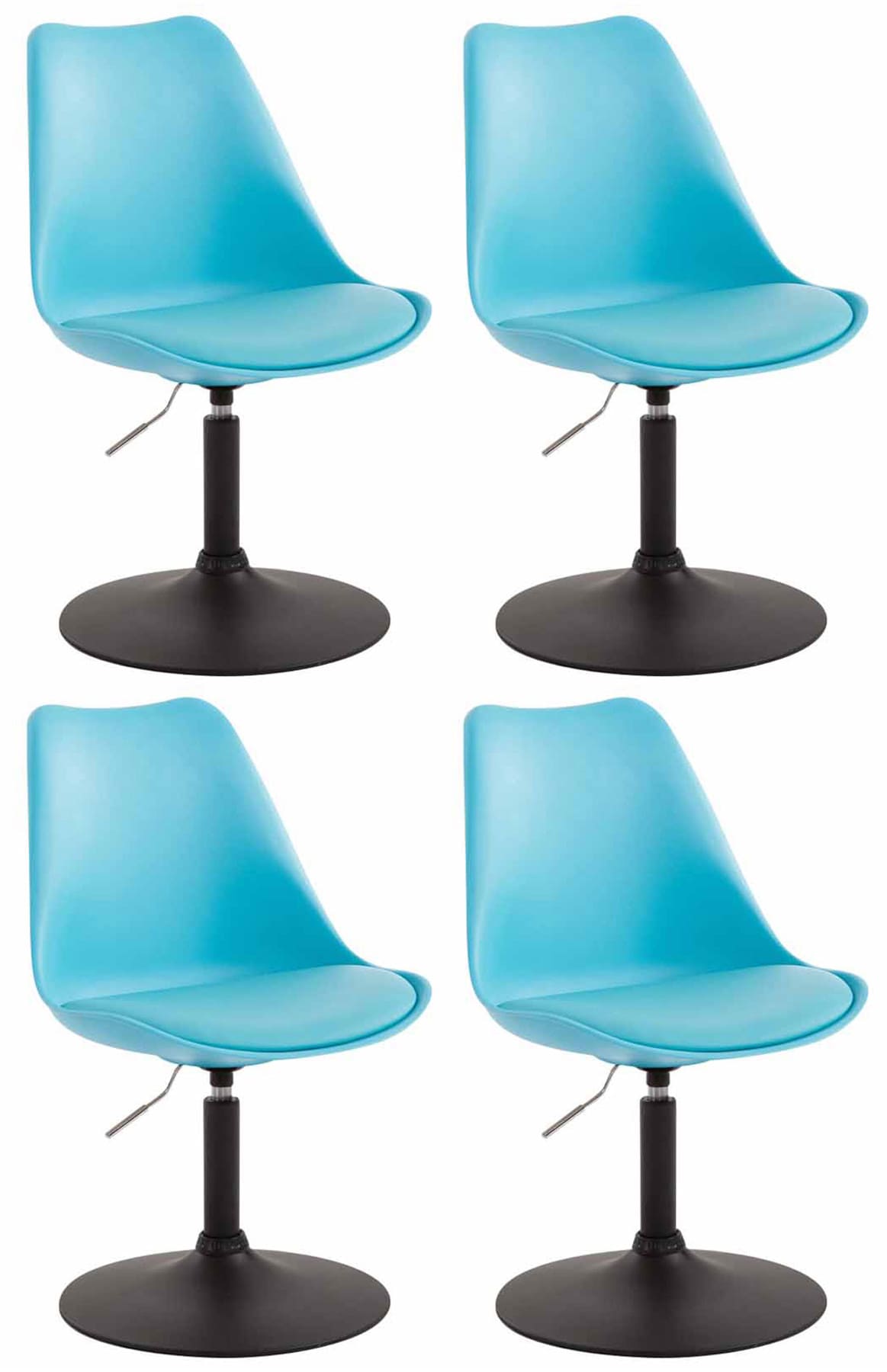 4er Set Esszimmerstühle Maverick Kunststoff blau schwarz