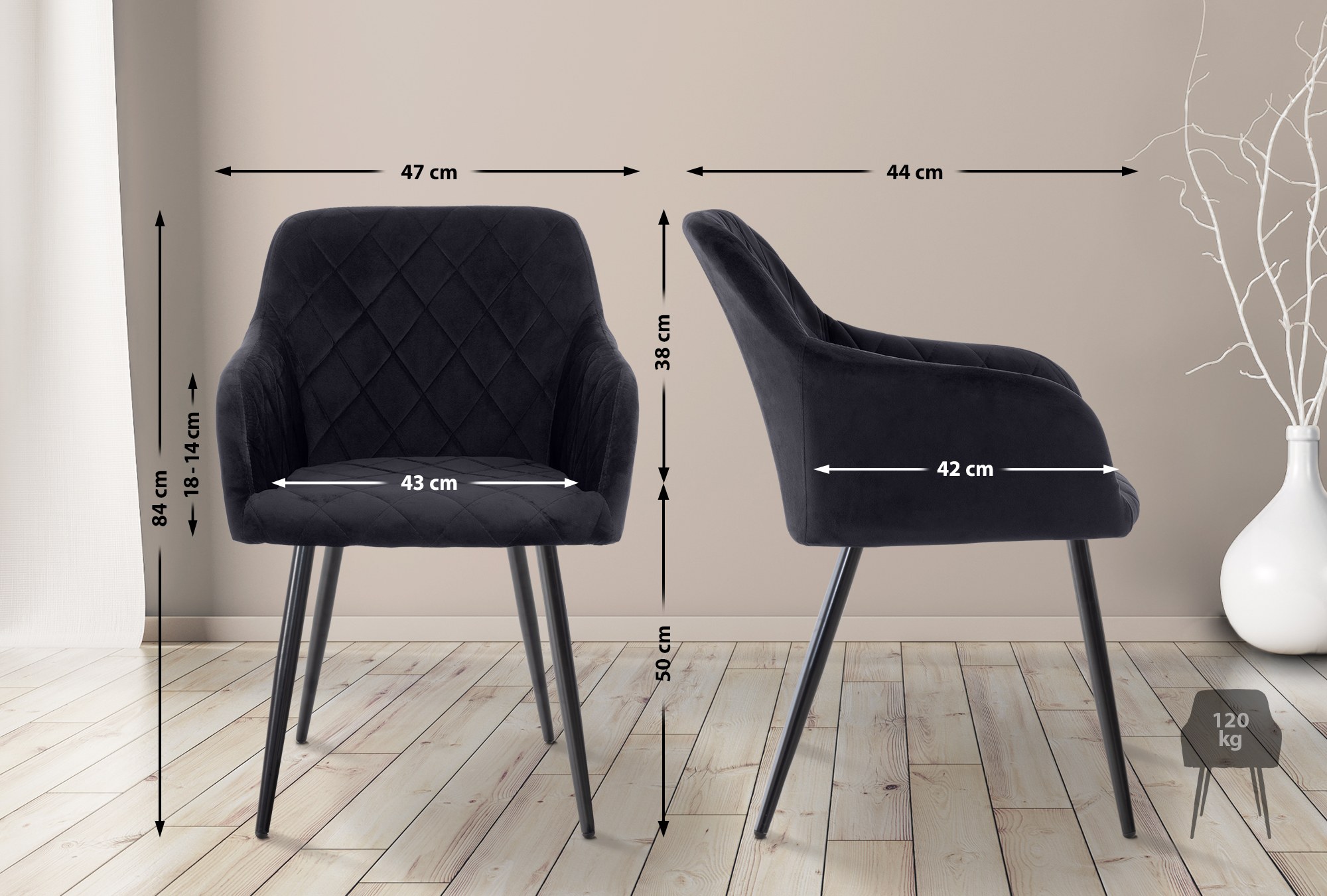 2er Set Esszimmerstuhl Shila