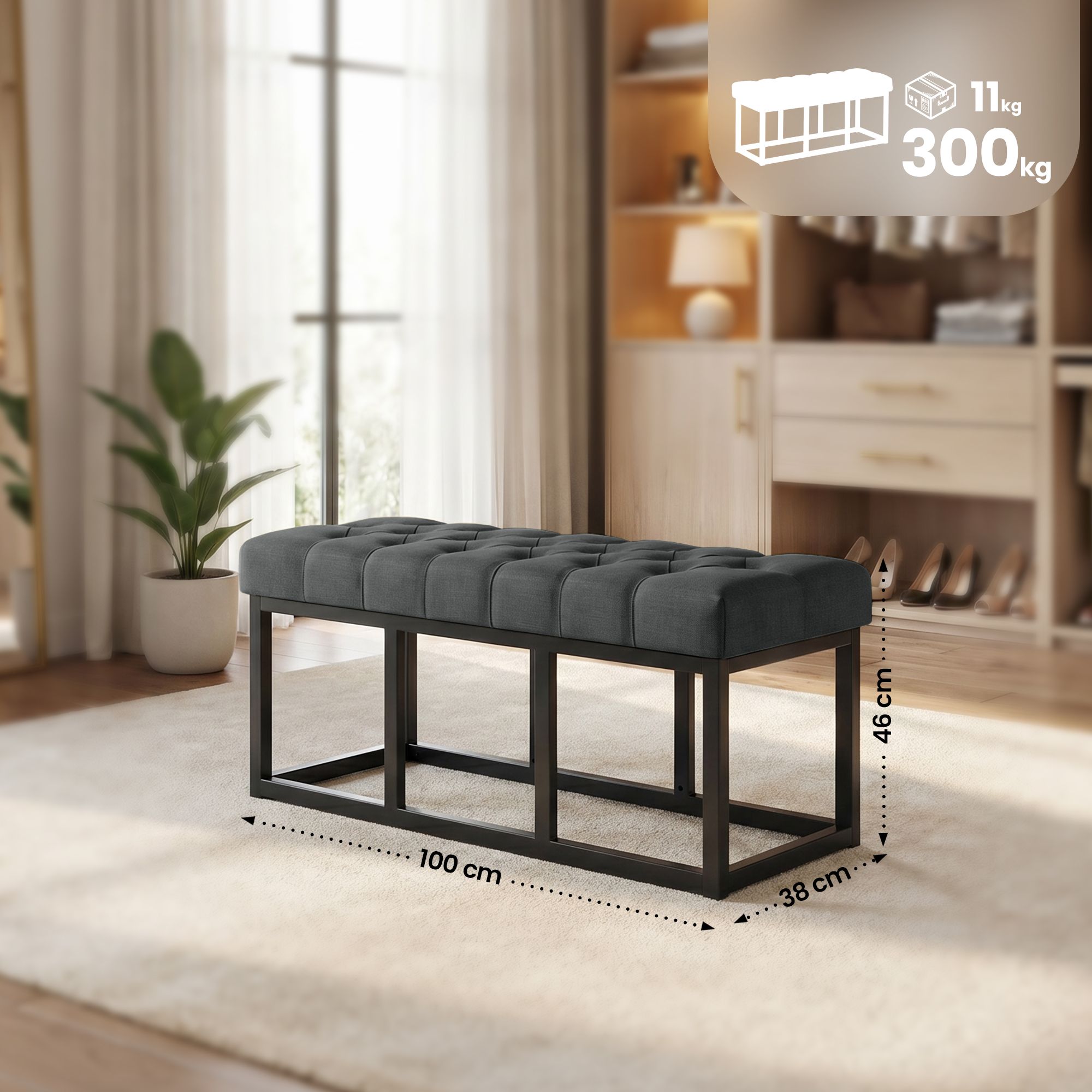 Sitzbank Amun Stoff Schwarz
