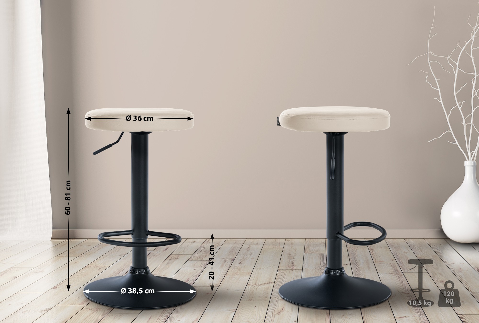 2er Set Barhocker Ponte Kunstleder