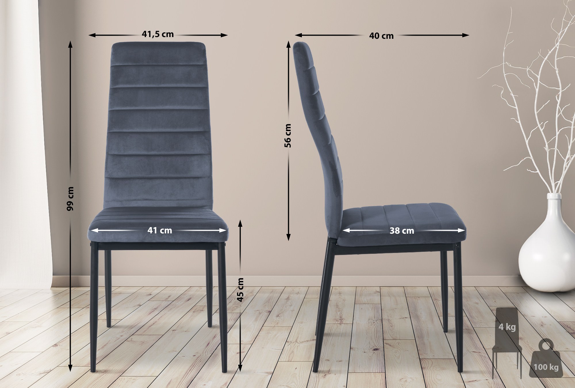 4er Set Esszimmerstühle Mayfair