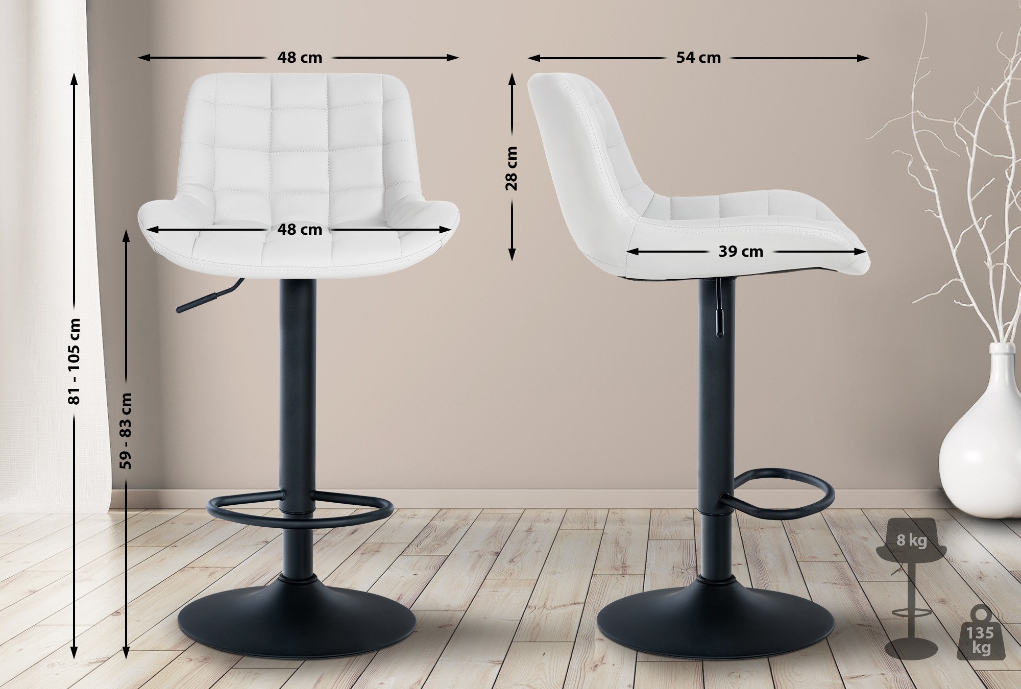 2er Set Barhocker Tover