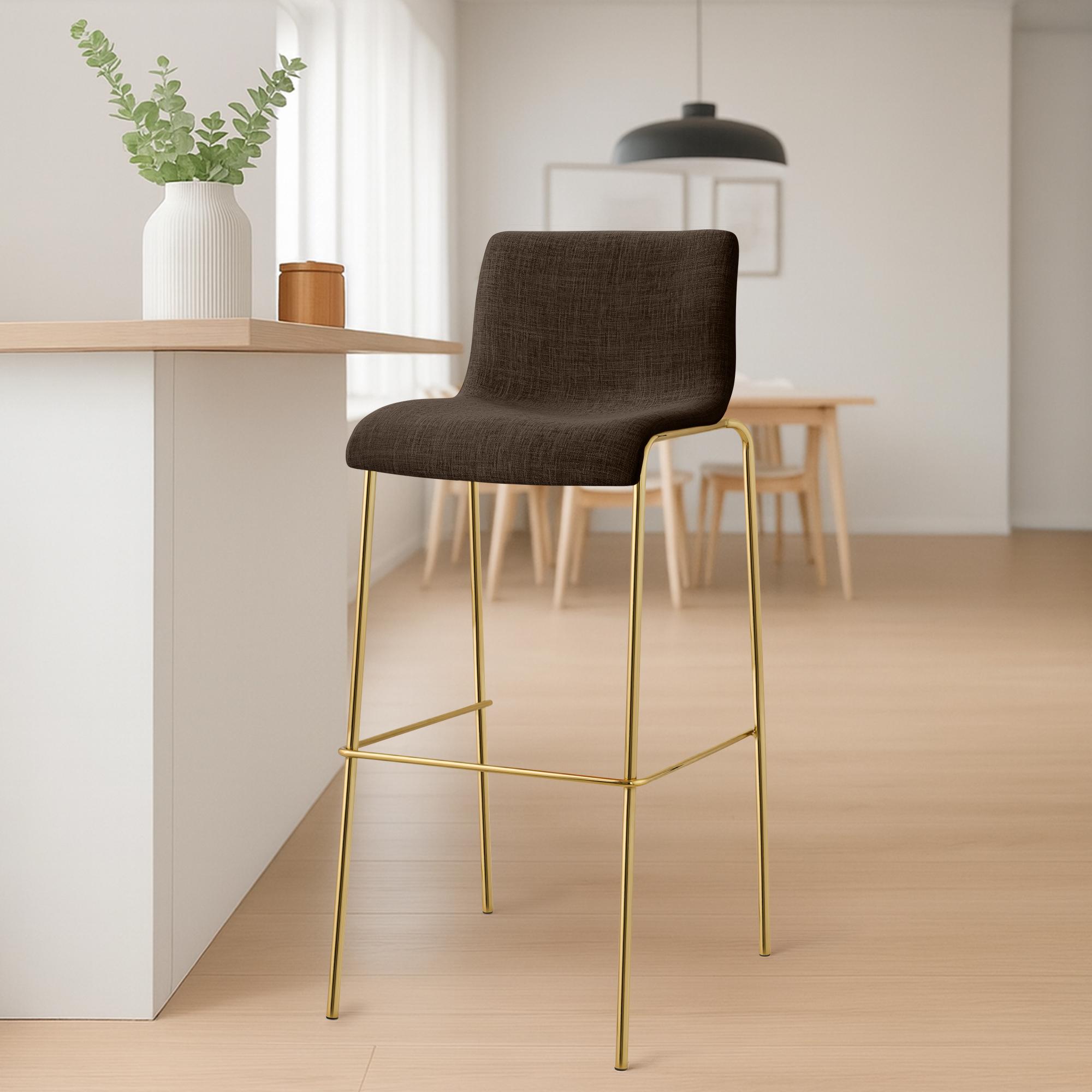 Barhocker Hover Stoff Vierfußgestell Gold