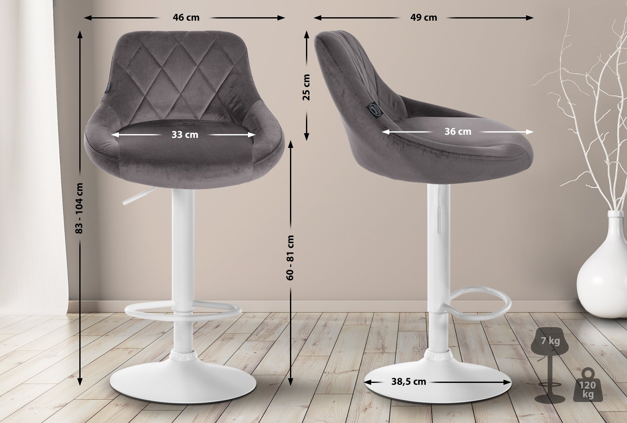 2er Set Barhocker Lazio Samt