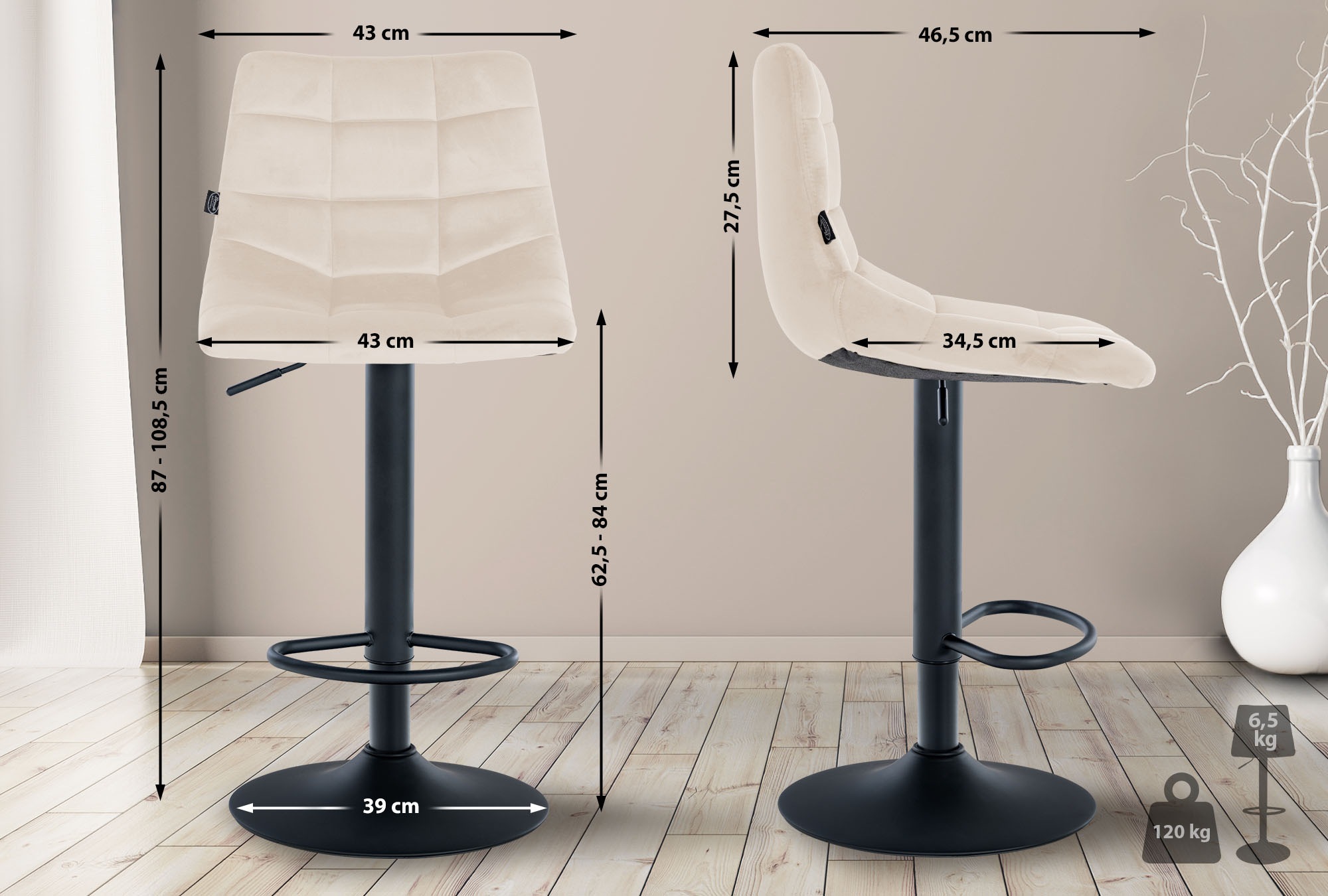 2er Set Barhocker Jerry Samt