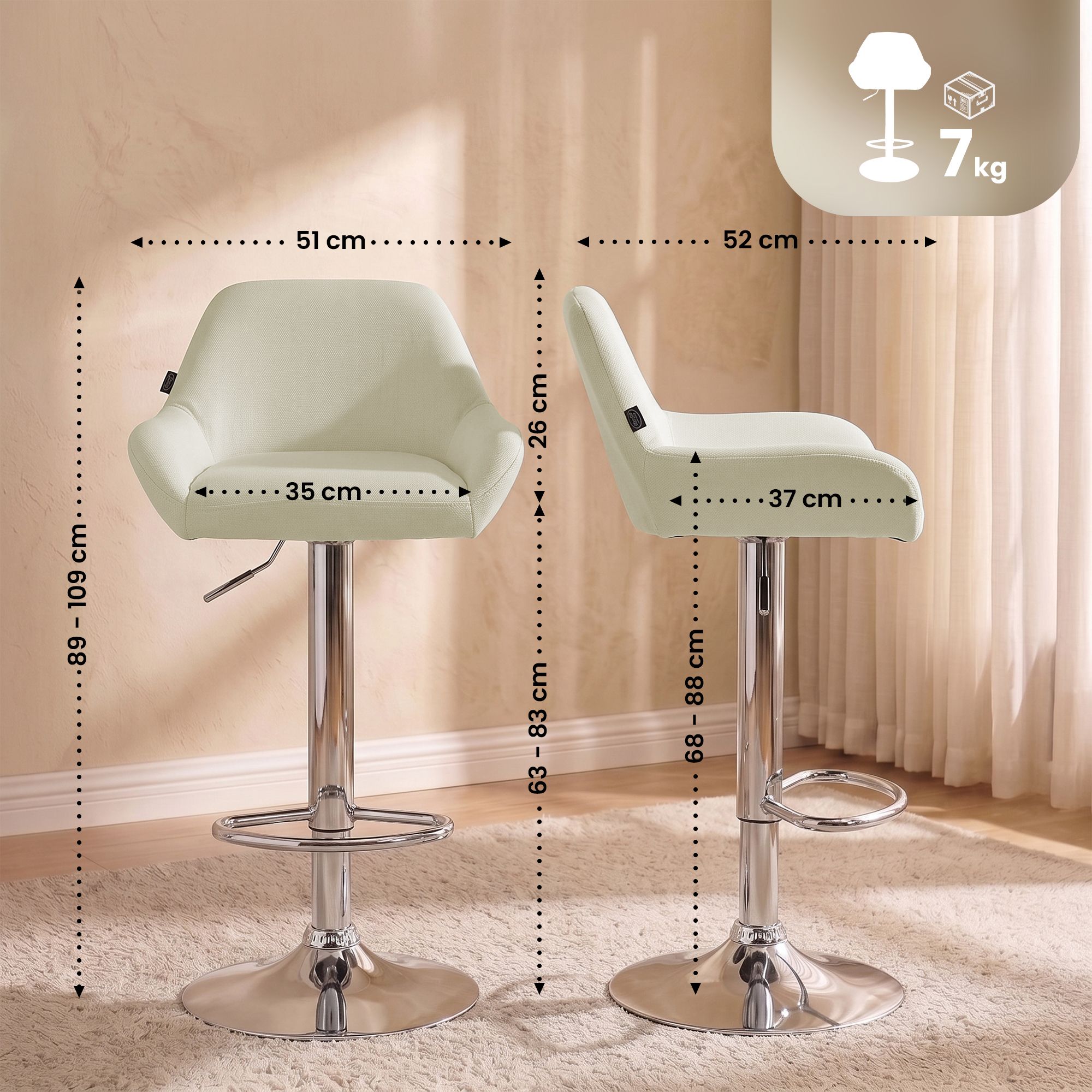 2er Set Barhocker Braga Stoff
