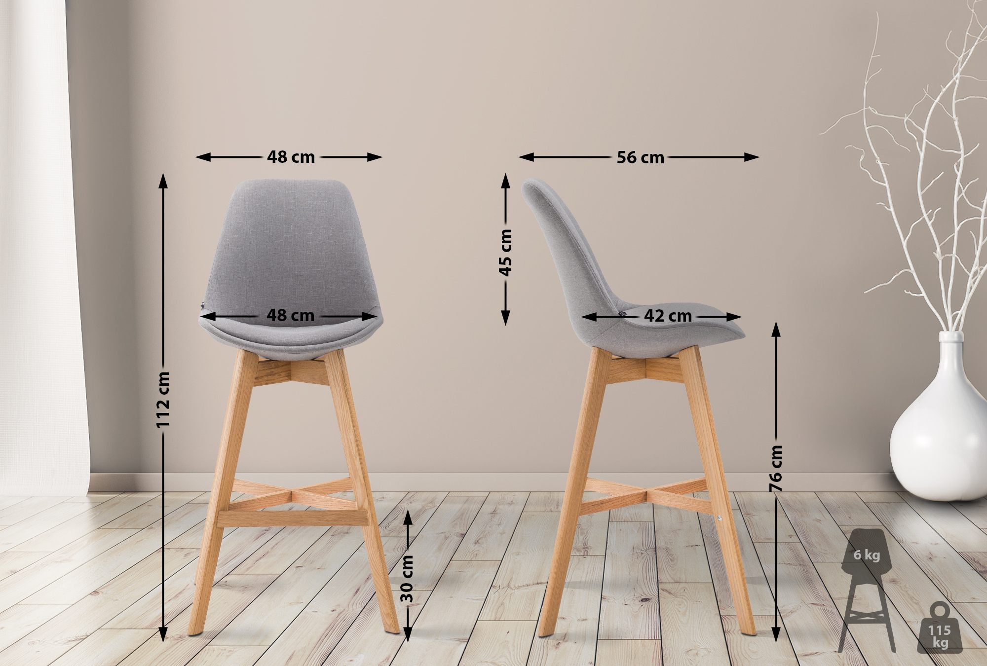 2er Set Barhocker Cannes Stoff