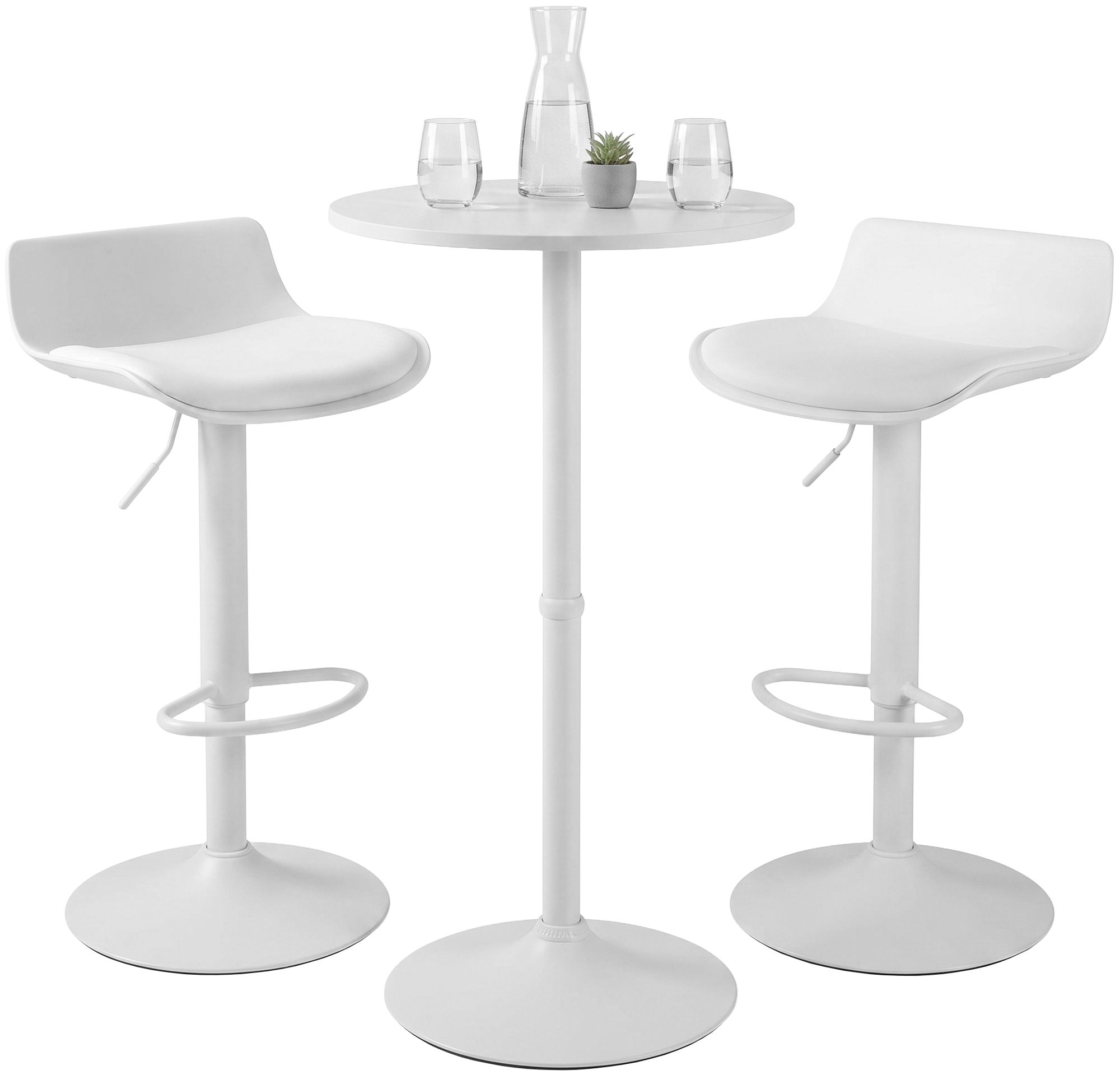 Bartisch-Set Navo mit zwei Barhockern in Lederoptik