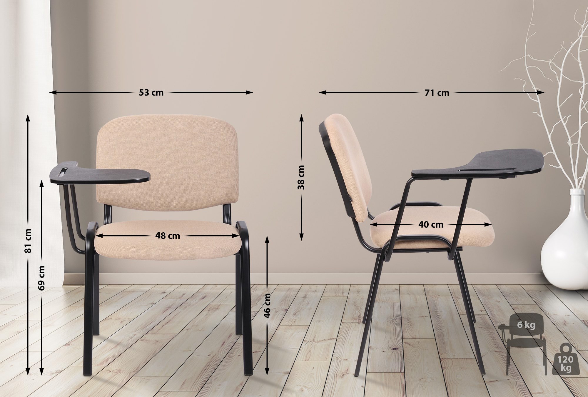 4er Set Stuhl Ken mit Klapptisch Stoff