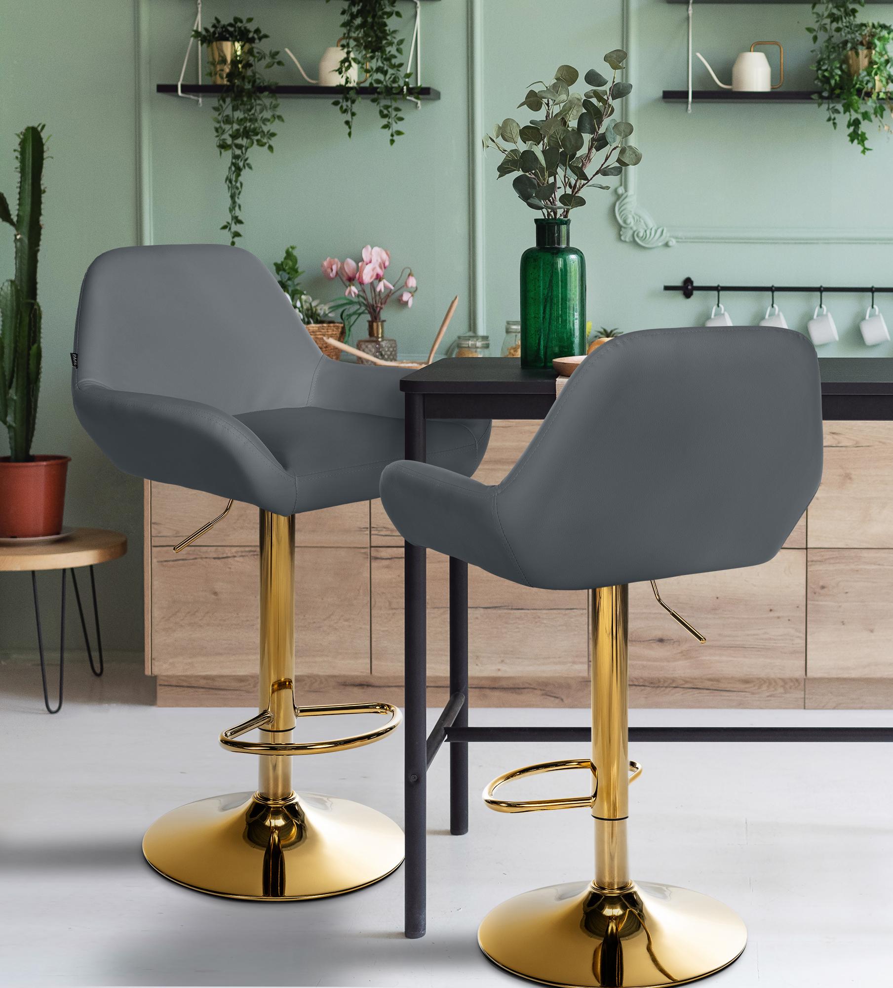 2er Set Barhocker Braga Gold Kunstleder