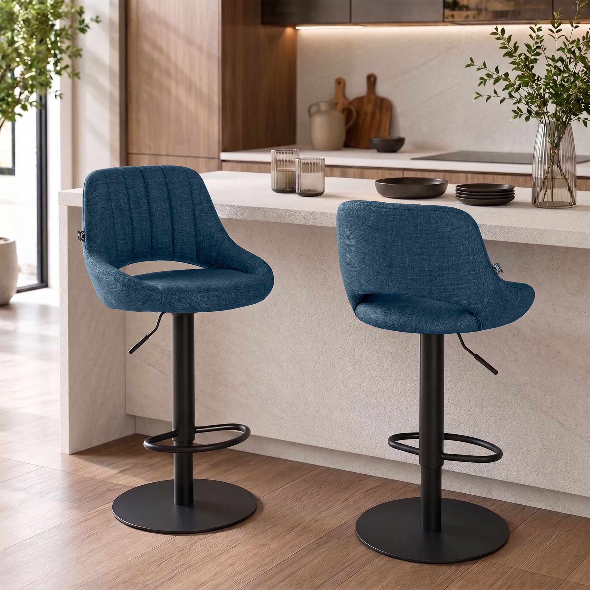 2er Set Barhocker Milet Schwarz mit extra schweren Standfüßen