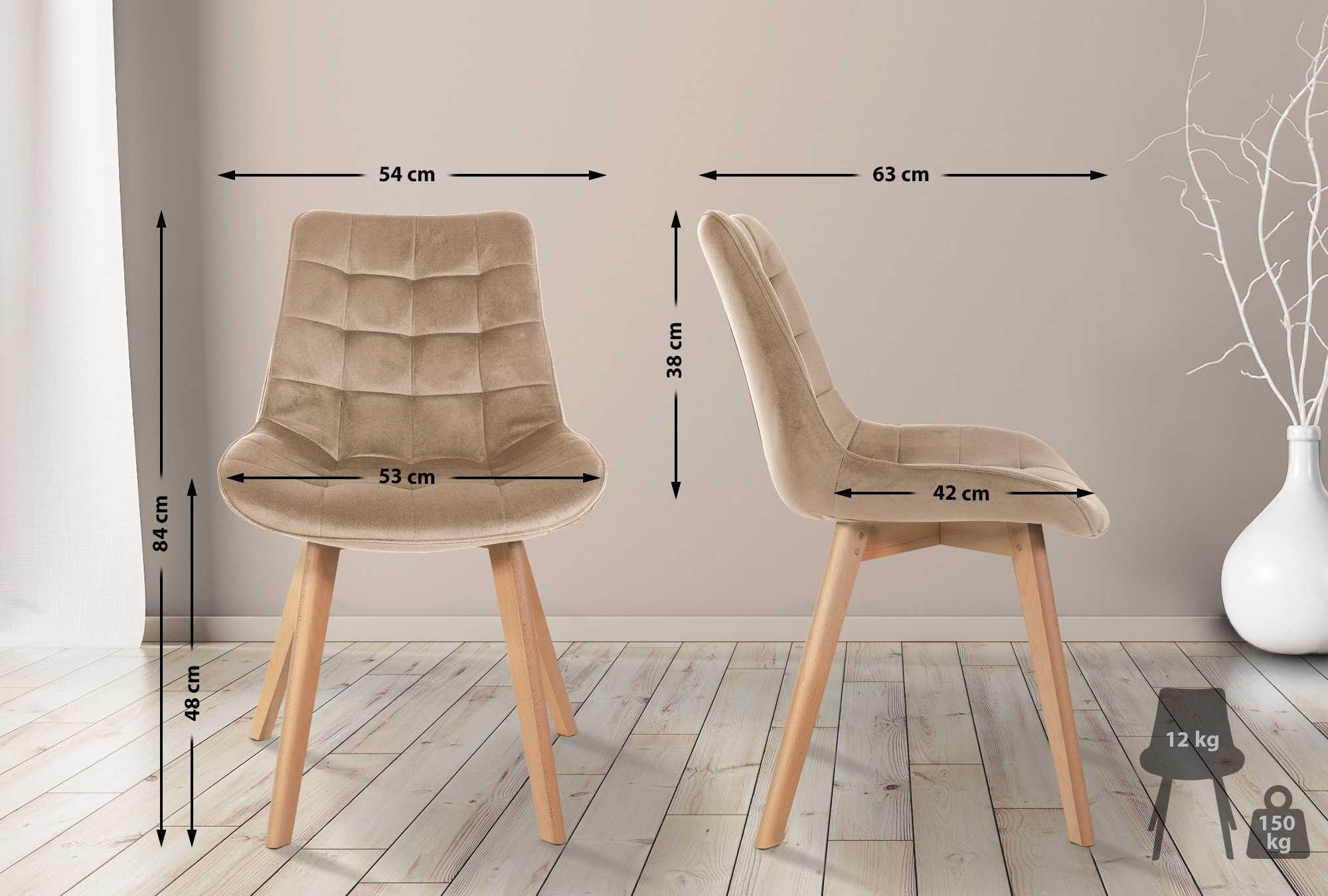 2er Set Stühle Brook Samt
