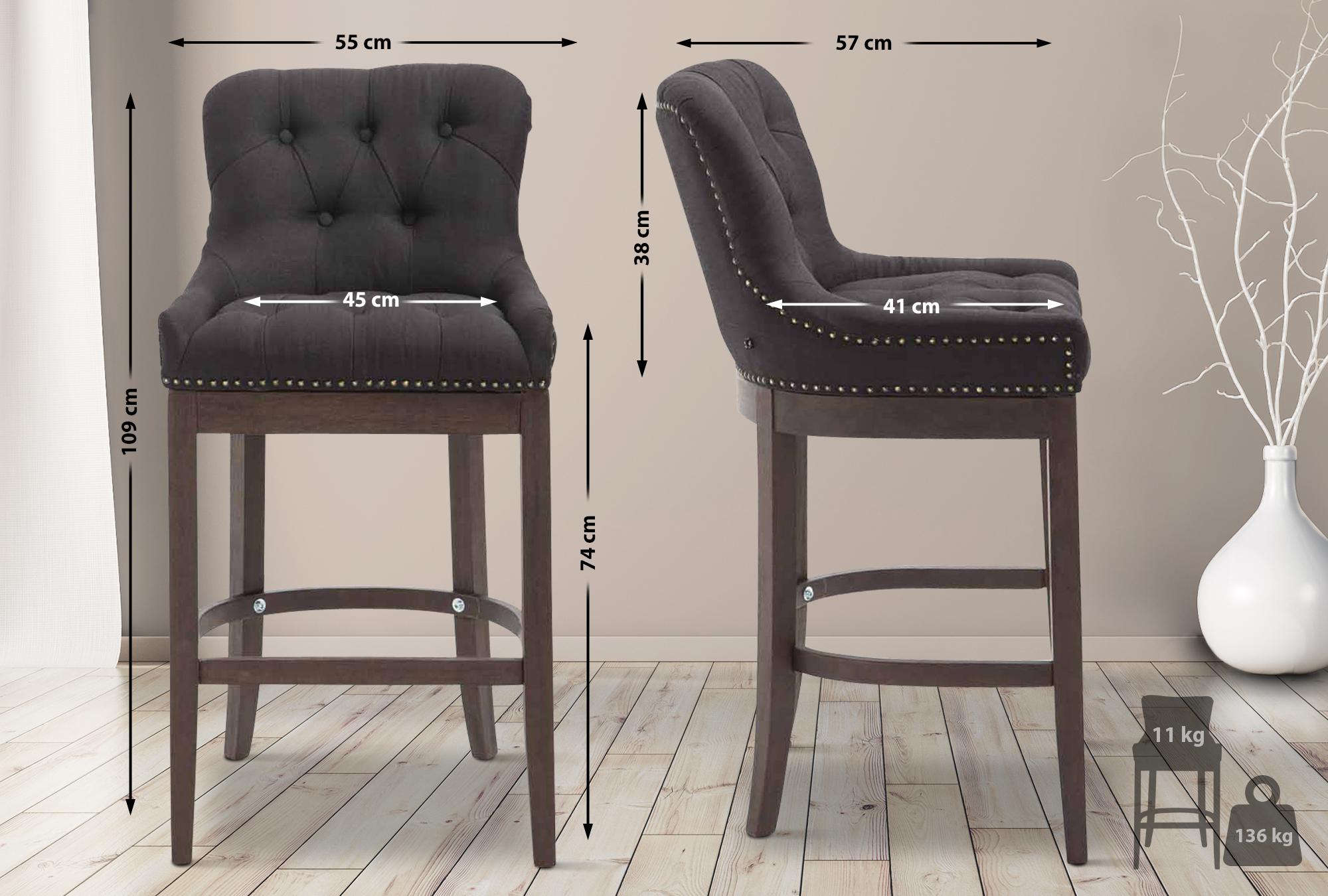 Barhocker Lakewood Stoff, Antik-dunkel