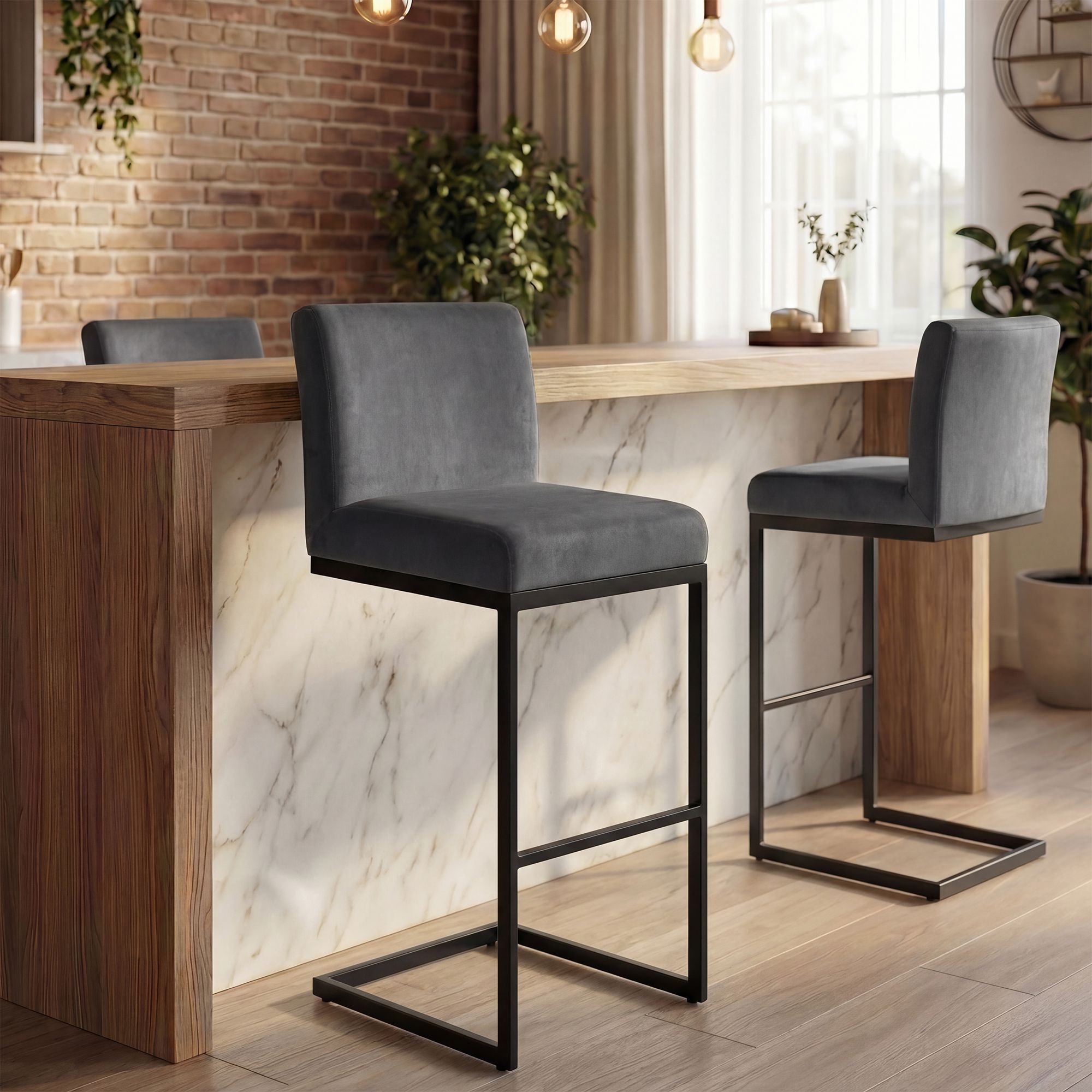 2er Set Barhocker Hopewell Samt
