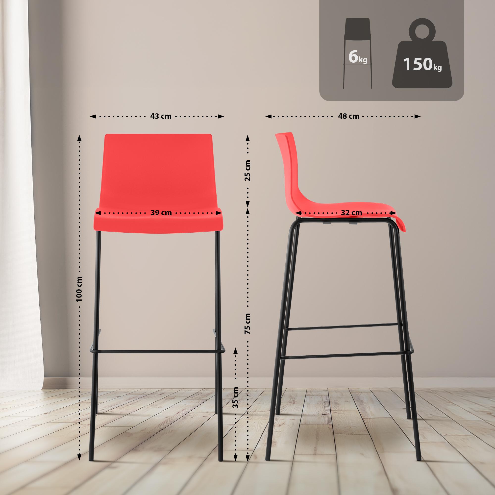 2er Set Barhocker Hover Kunststoff 4-Fuß Gestell