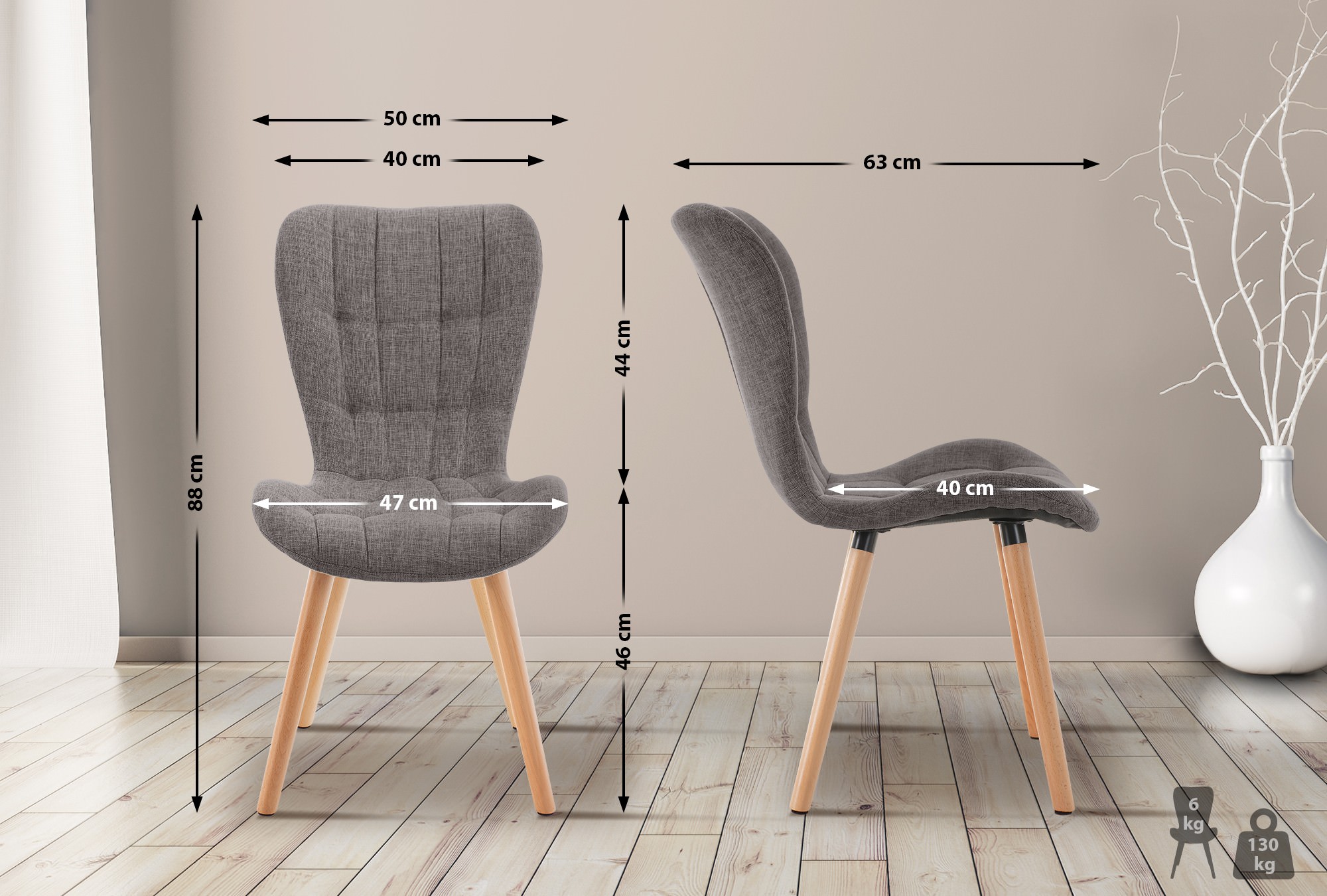 2er Set Esszimmerstuhl Elda