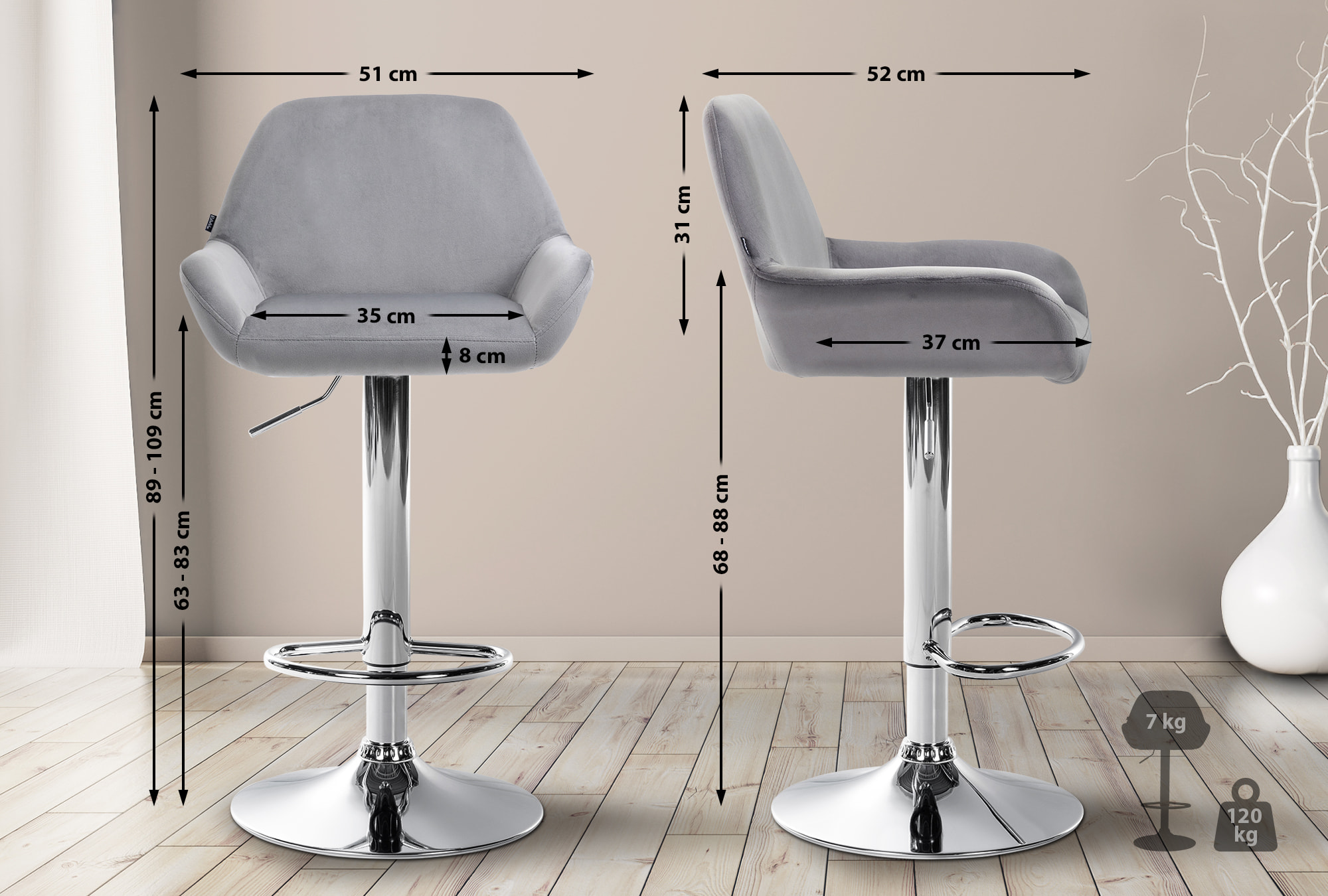 Barhocker Braga Samt
