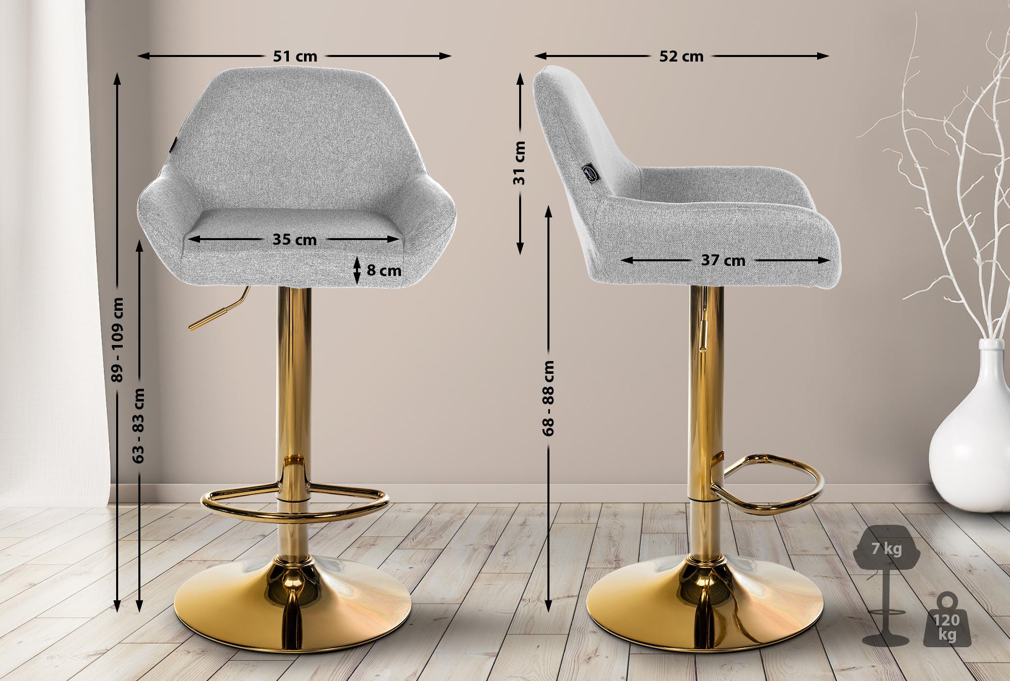2er Set Barhocker Braga Gold Stoff