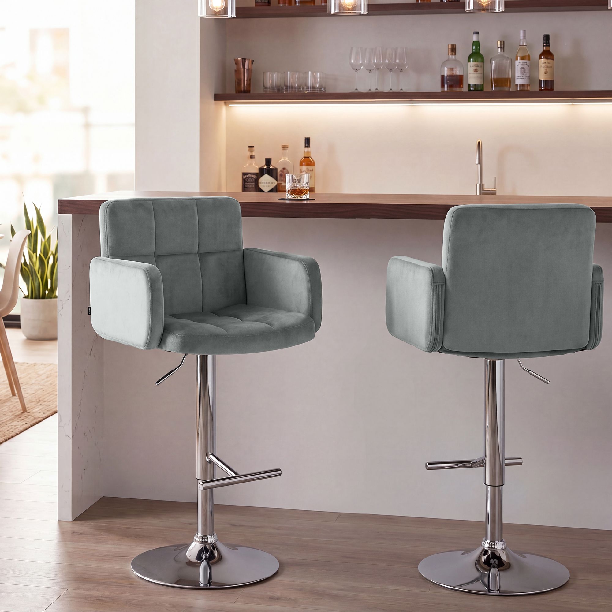 2er Set Barhocker Los Angeles Samt