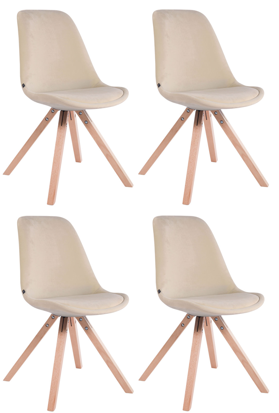 4er Set Stühle Toulouse Samt Square
