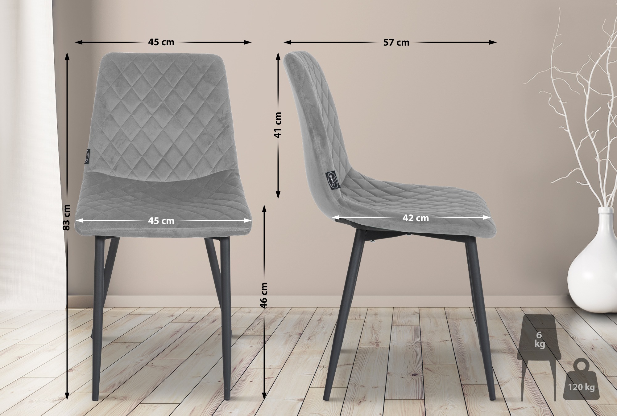 4er Set Stühle Telde Samt