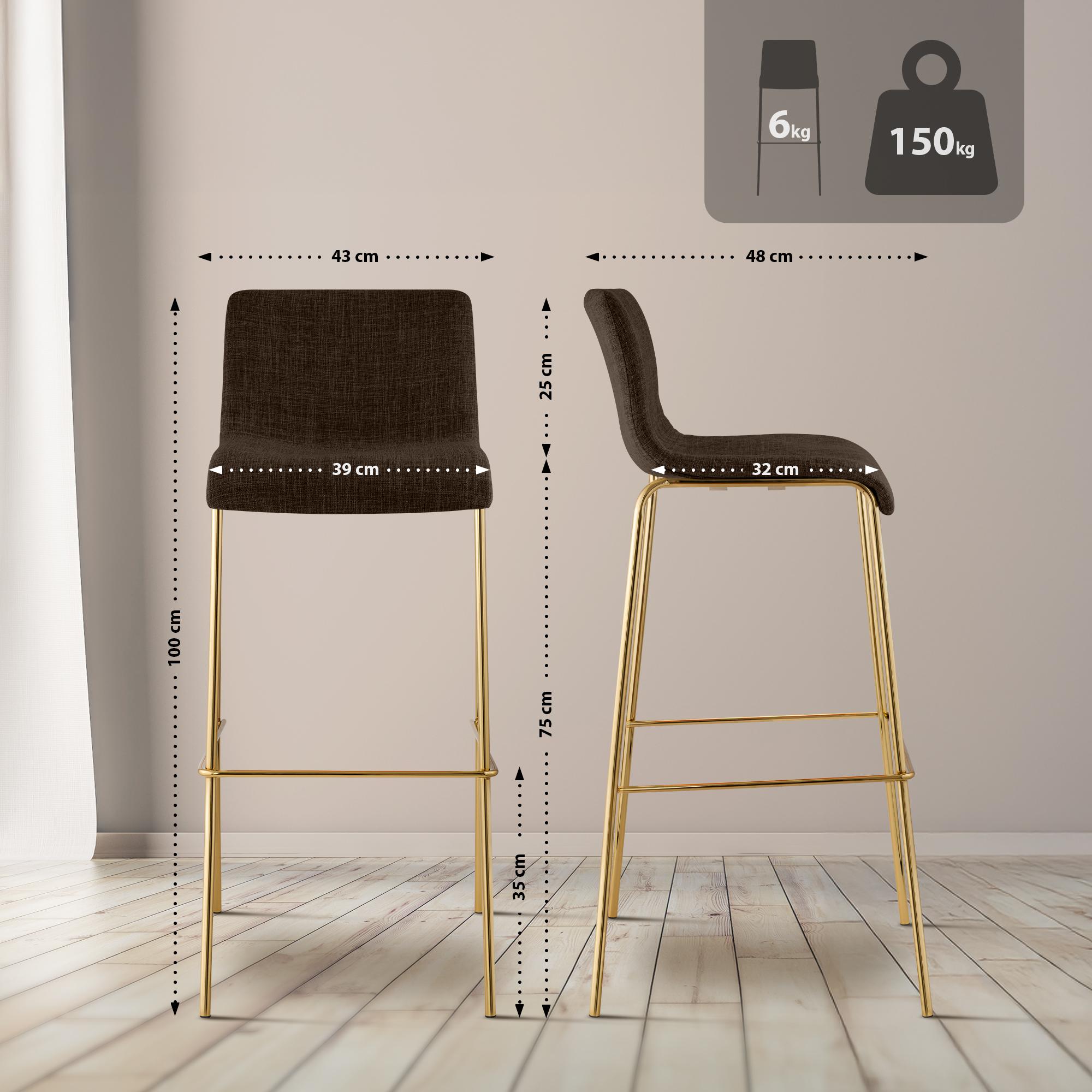 Barhocker Hover Stoff Vierfußgestell Gold