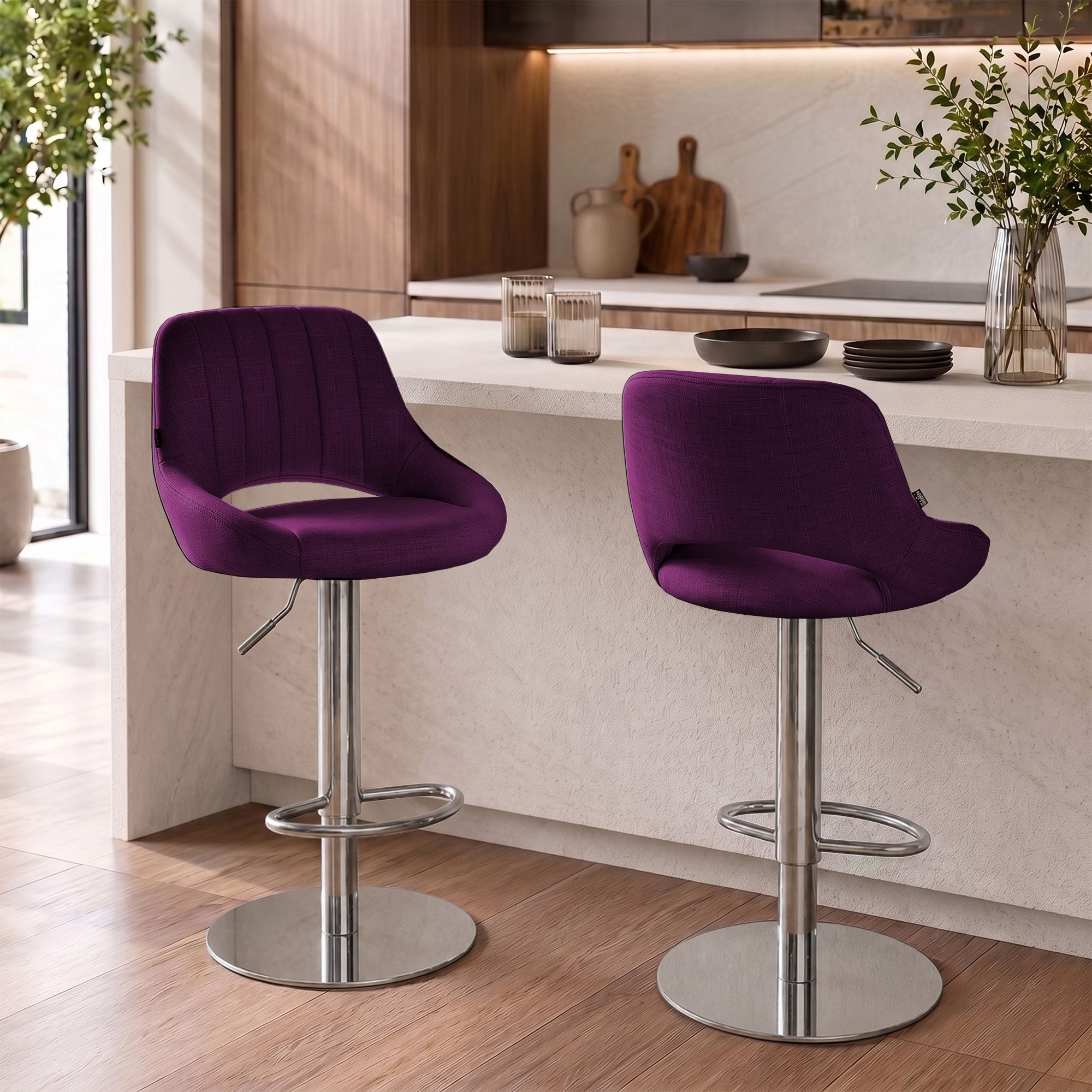 2er Set Barhocker Milet Chrom mit extra schweren Standfüßen